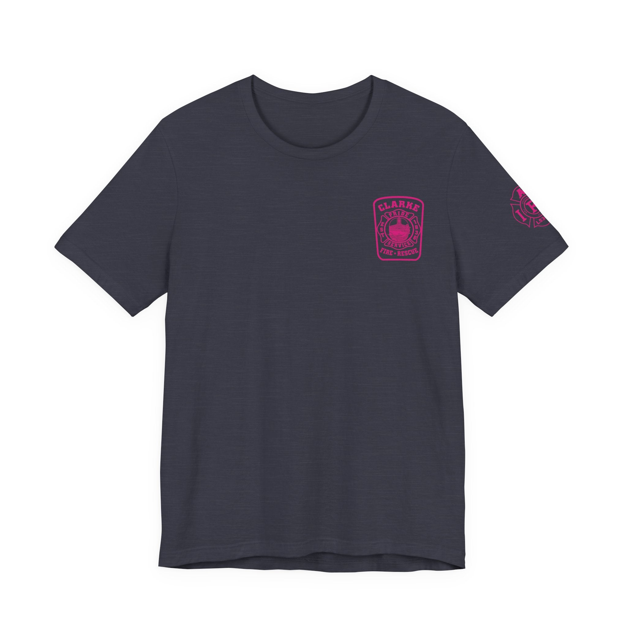 Clarke County Patch Fire Breast Cancer Dark Shirt (Portion of Proceeds go to Local 5304) - Bella+Canvas Soft Jersey Cotton Unisex Tee
