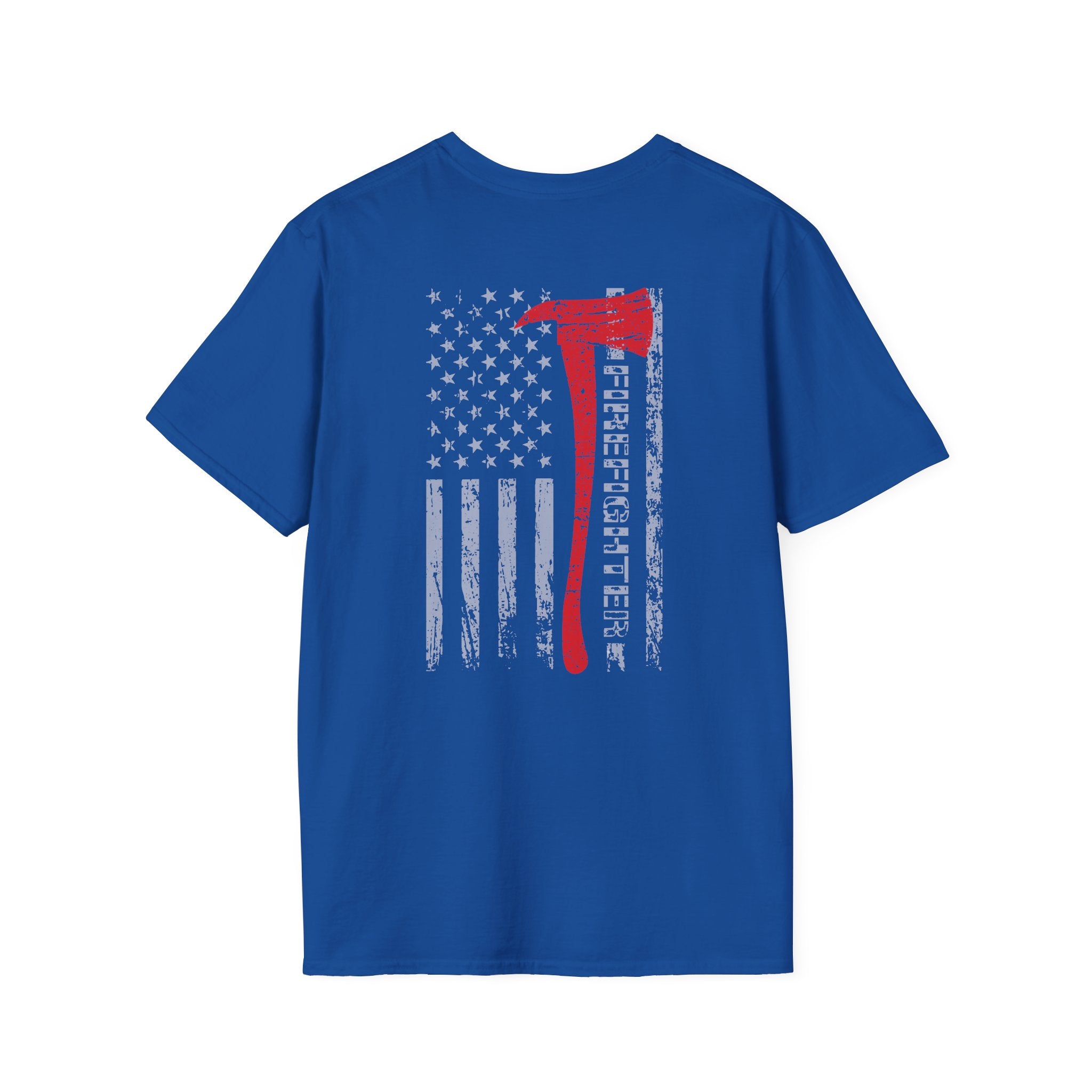 Firefighter US Flag - Unisex Softstyle T-Shirt