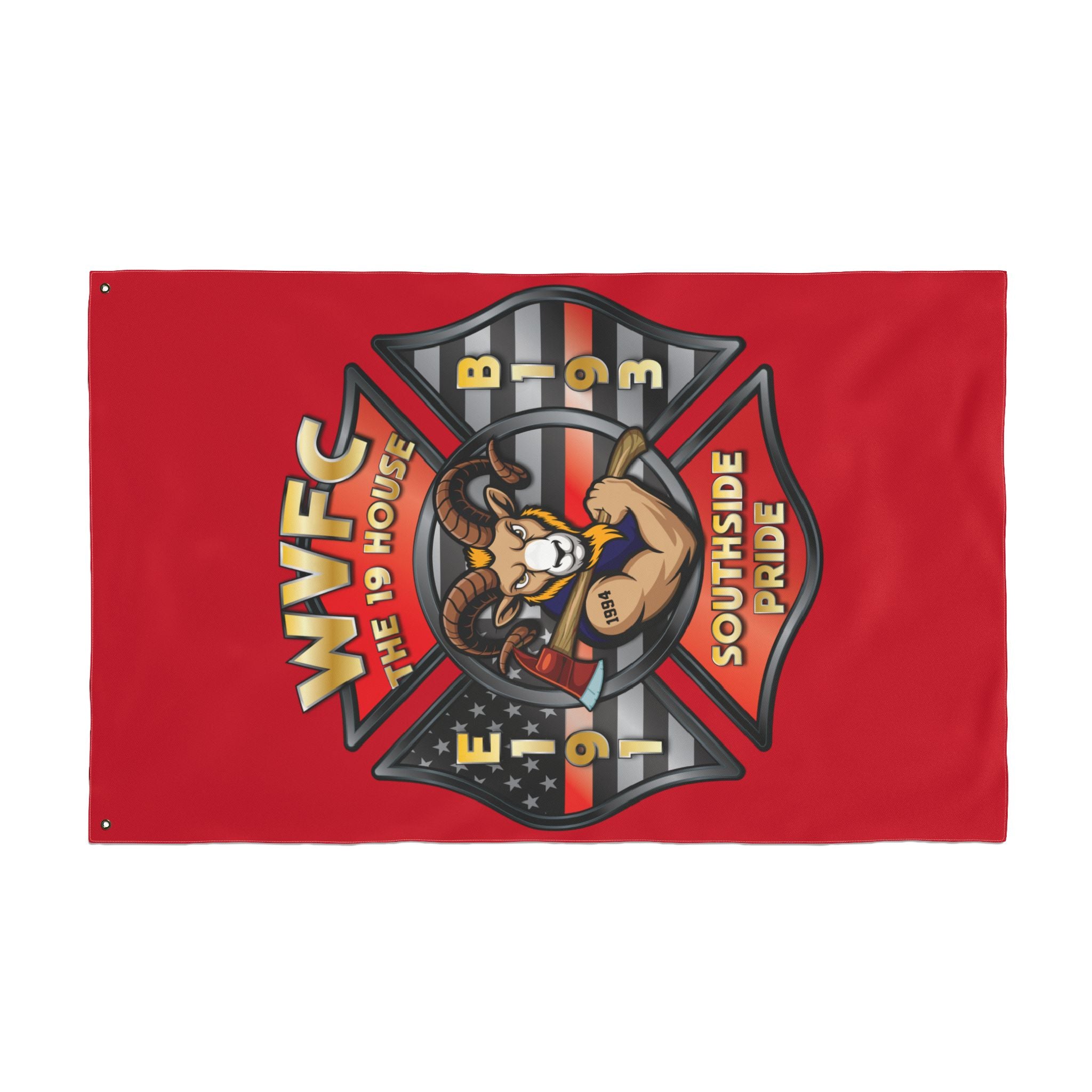WVFC Goat Vertical - Red Double Sided Flag