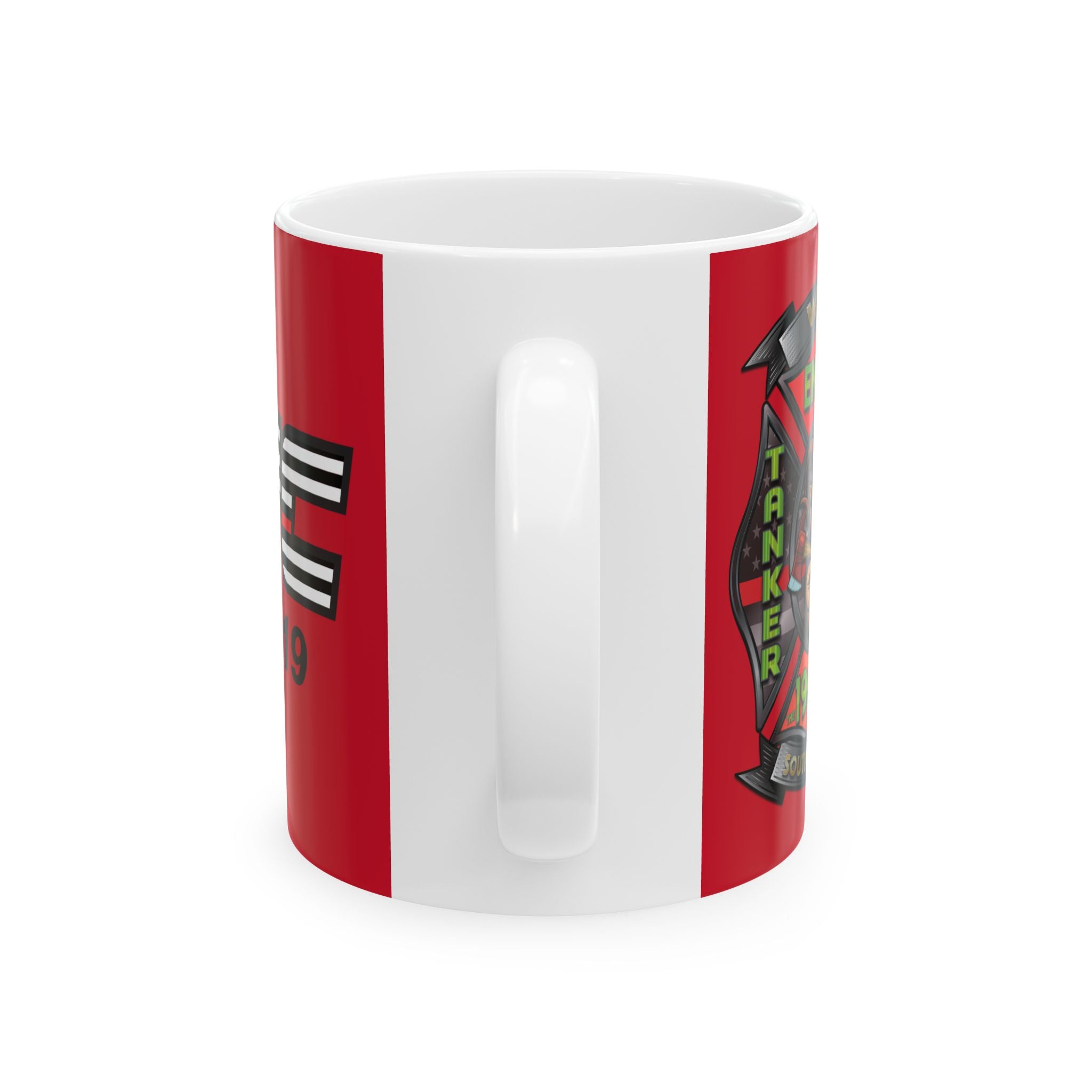 WVFC Goat Logo 2 version 3 Red Line Flag blk - Ceramic Mug, (11oz)