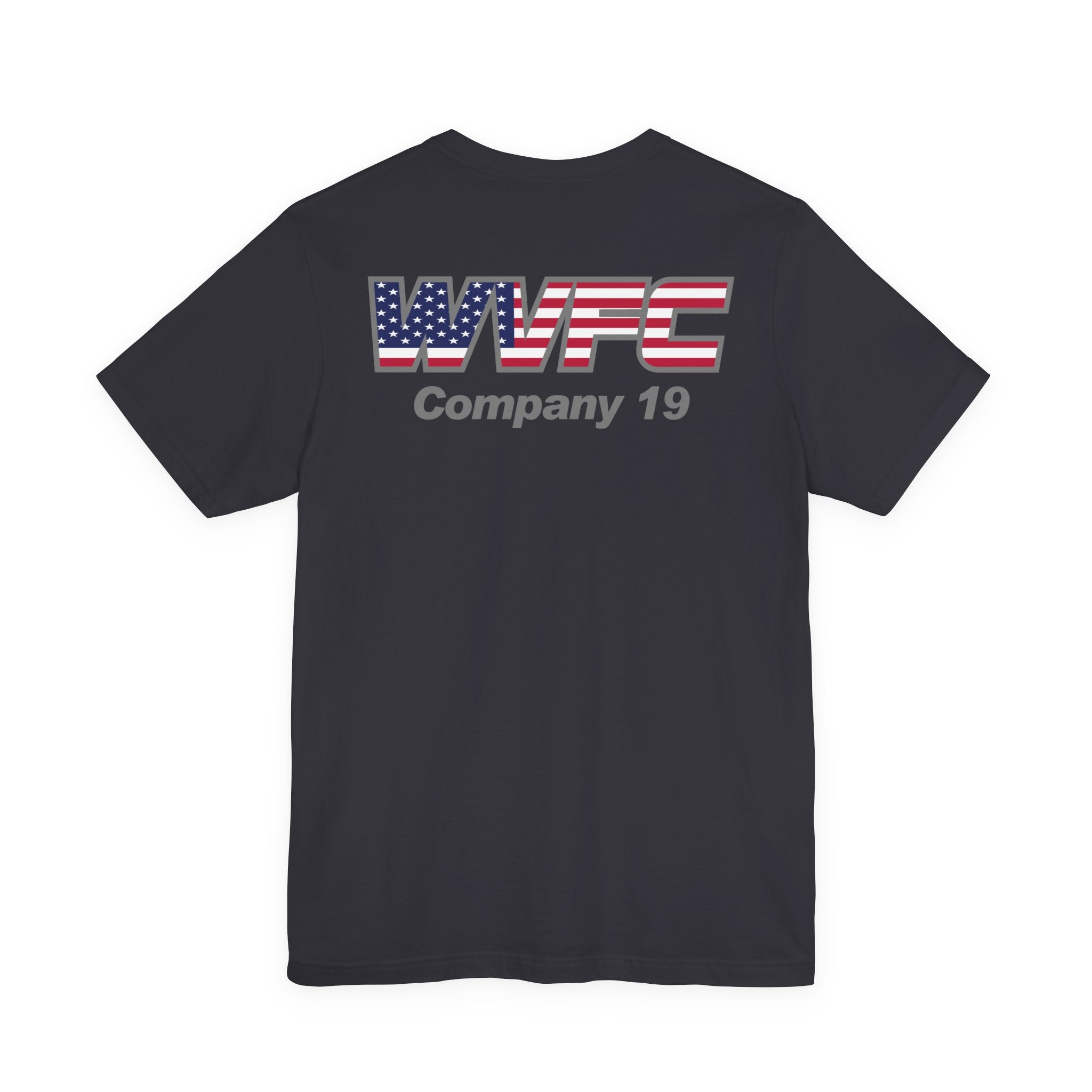 WVFC Goat Logo 2 Version 3 US Flag Gray- Unisex Jersey Short Sleeve Tee