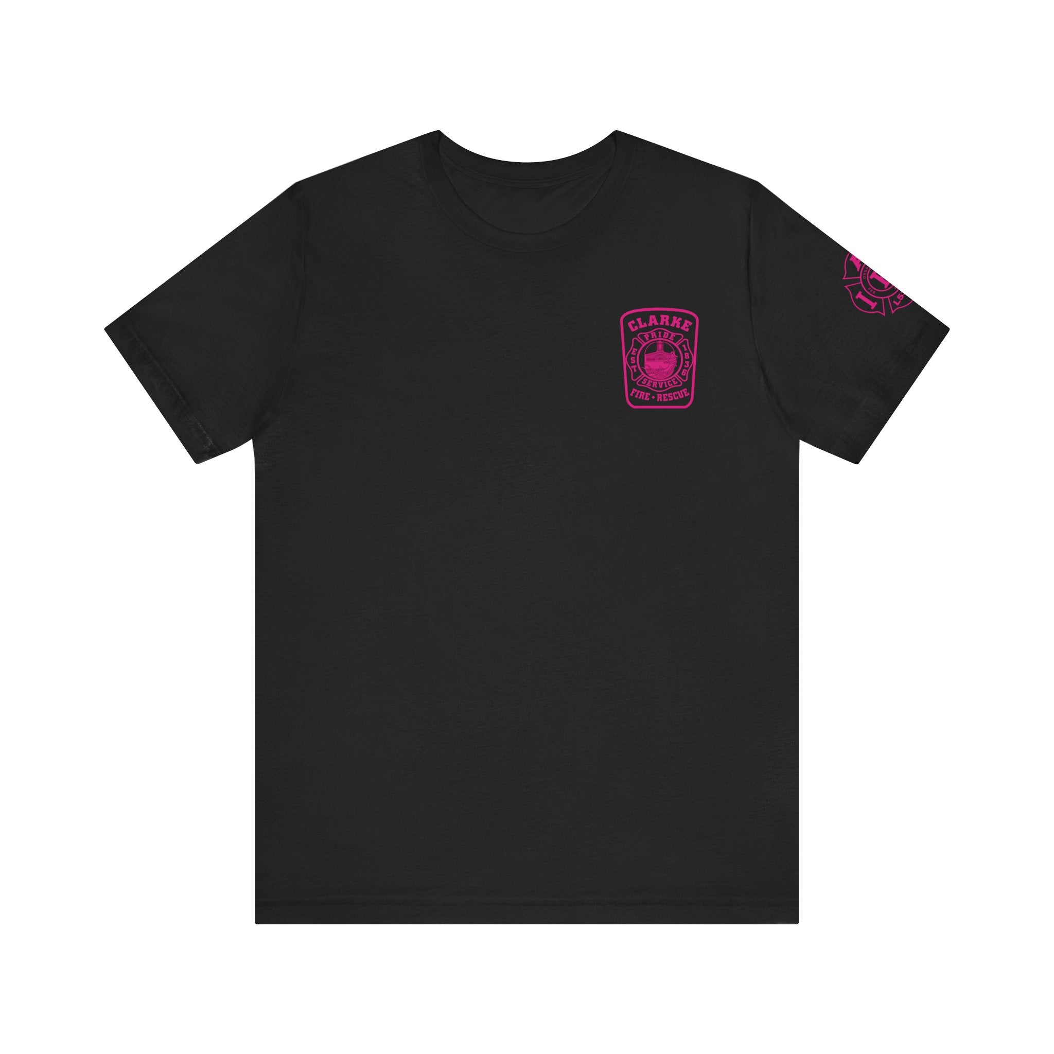 Clarke County Patch Fire Breast Cancer Dark Shirt (Portion of Proceeds go to Local 5304) - Bella+Canvas Soft Jersey Cotton Unisex Tee