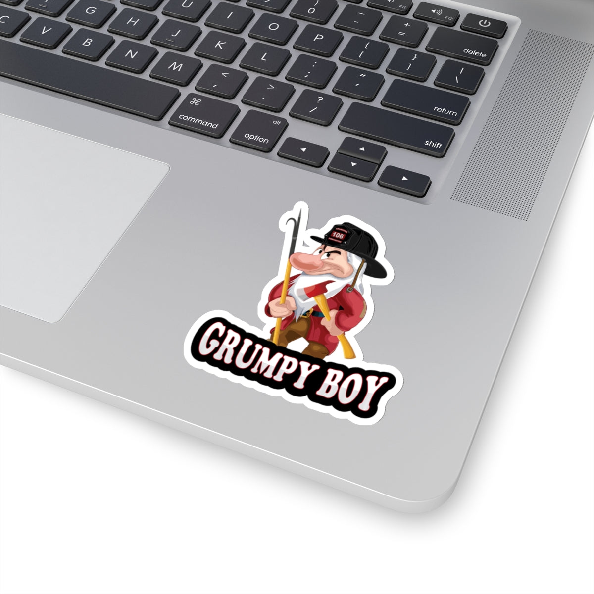 Grumpy Boy Firefighter Kiss-Cut Stickers