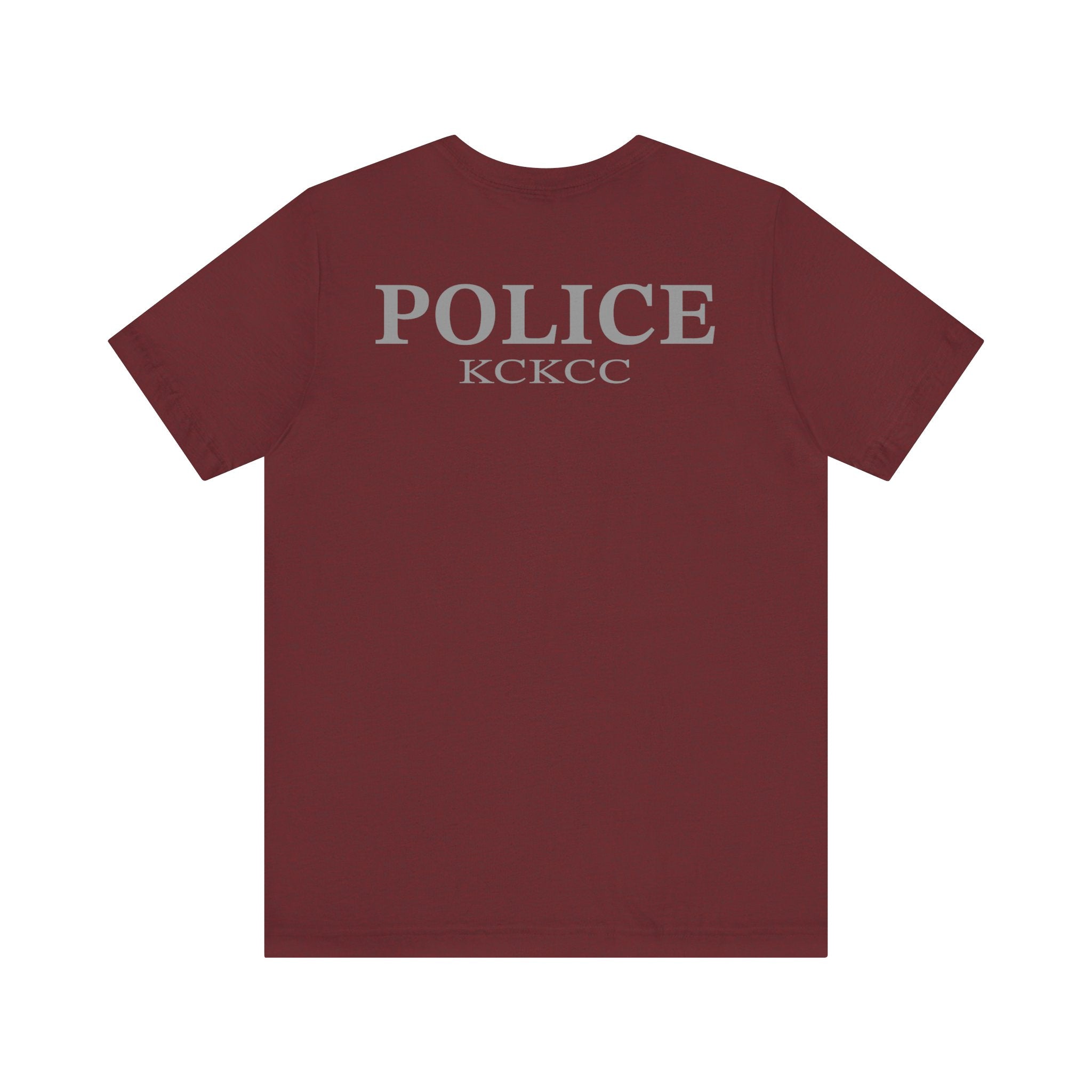 KCKCC Police Patch Black & White Grey Back - Unisex Jersey Short Sleeve Tee