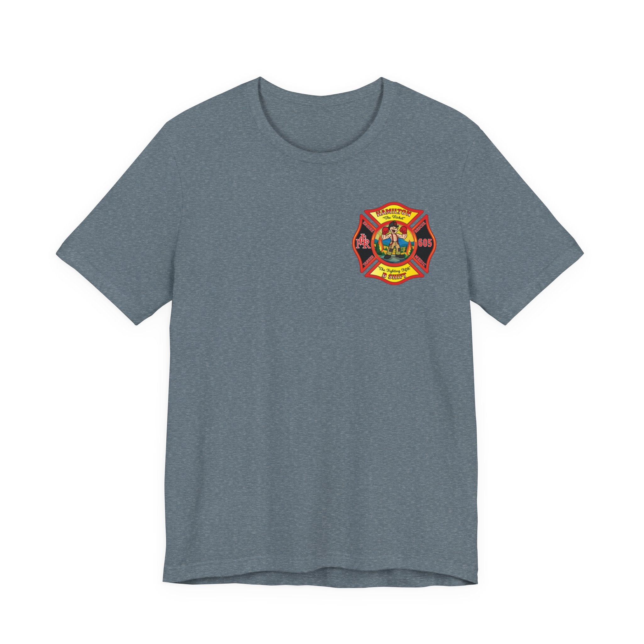 (Bigger Chest logo) LCFR Hamilton Station 5 version 4 Nickel Back- Bella+Canvas Soft Unisex Tee