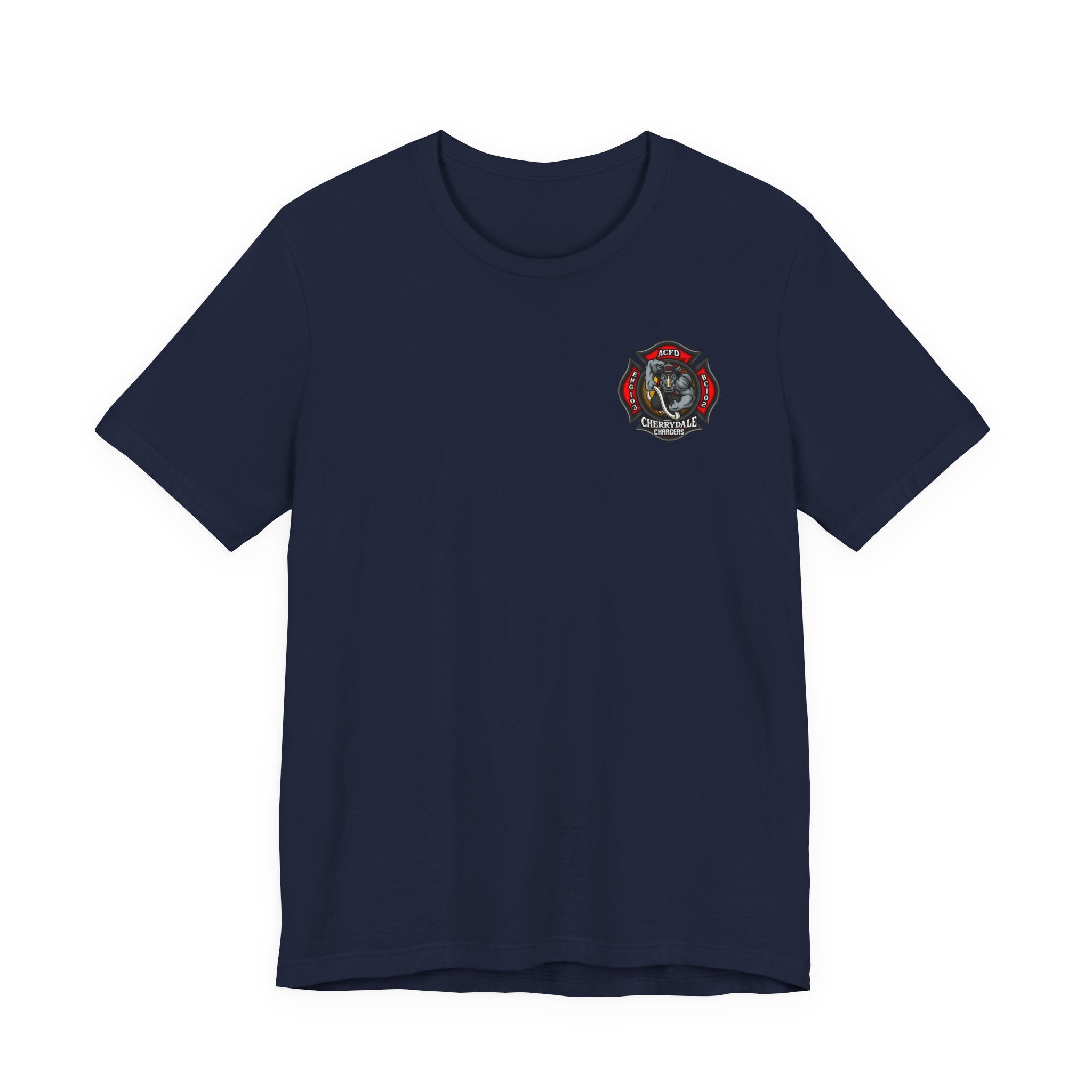 Station 3 Rhino Logo Firefighter Back - Bella+Canvas Soft Unisex Tee-