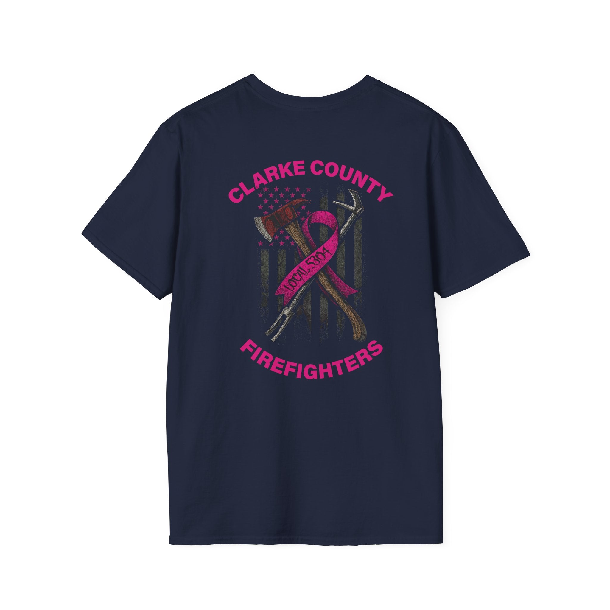 Clarke County Fire Breast Cancer (Portion of Proceeds go to Local 5304) - Gildan Soft Cotton Softstyle T-Shirt