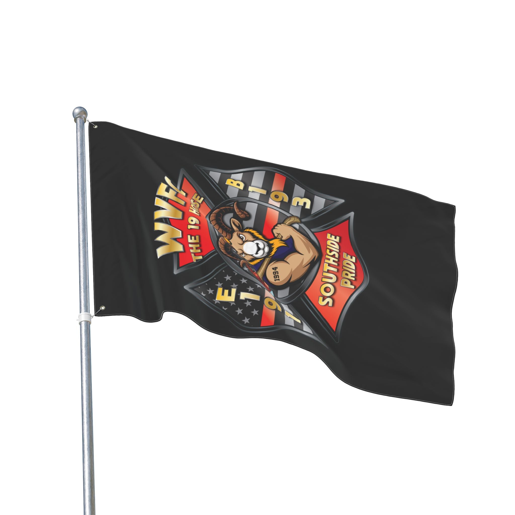 WVFC Goat Vertical - Black Double Sided Flag
