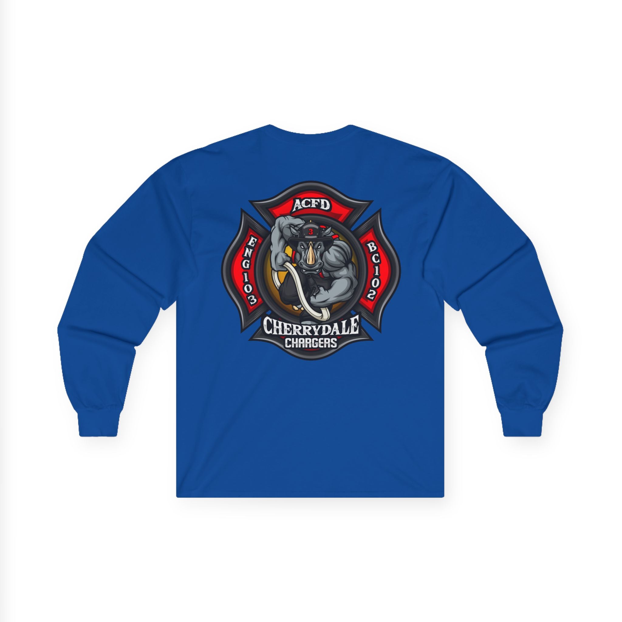 Arlington Station 3 Rhino front/back - Unisex Ultra Cotton Gildan Long Sleeve Tee