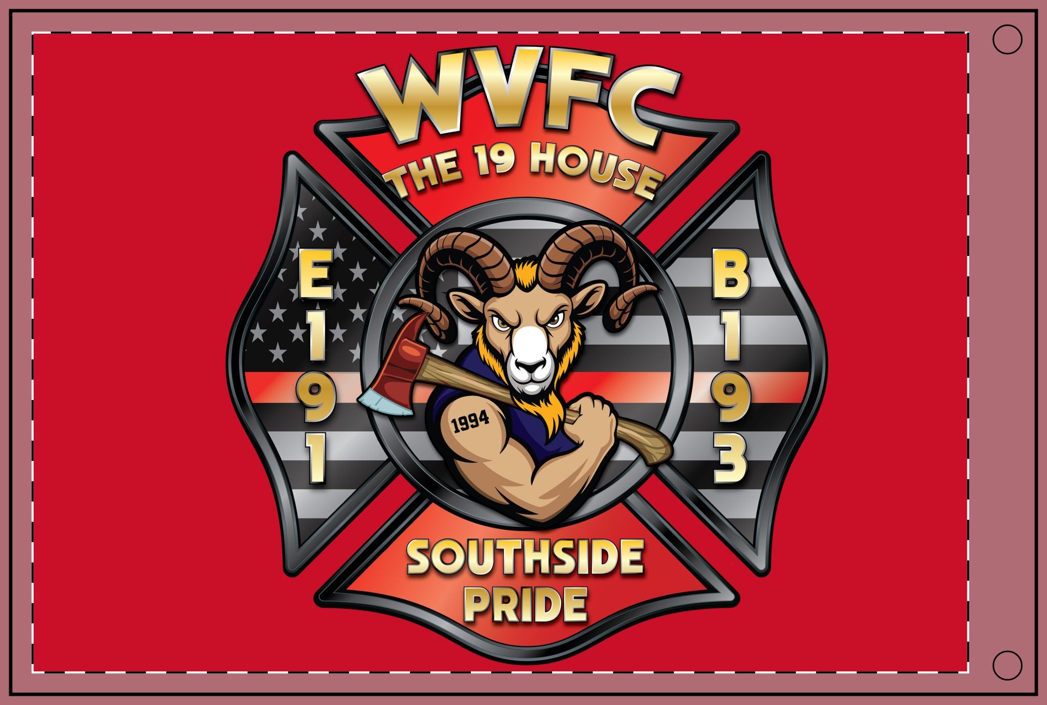 WVFC Goat - Red Double Sided Flag