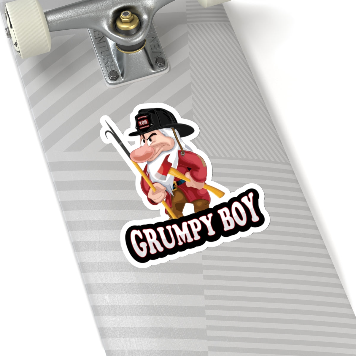 Grumpy Boy Firefighter Kiss-Cut Stickers