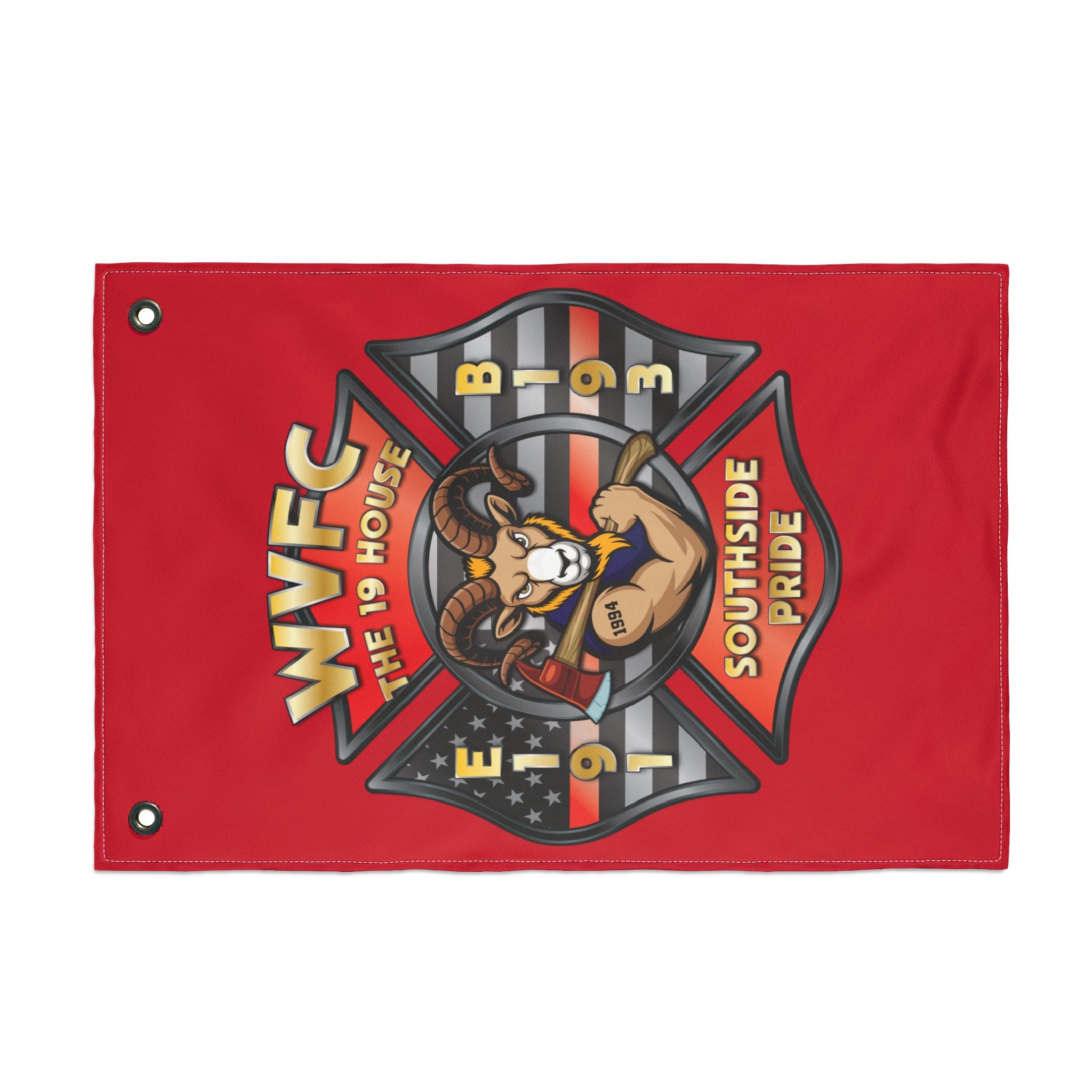 WVFC Goat Vertical - Red Double Sided Flag