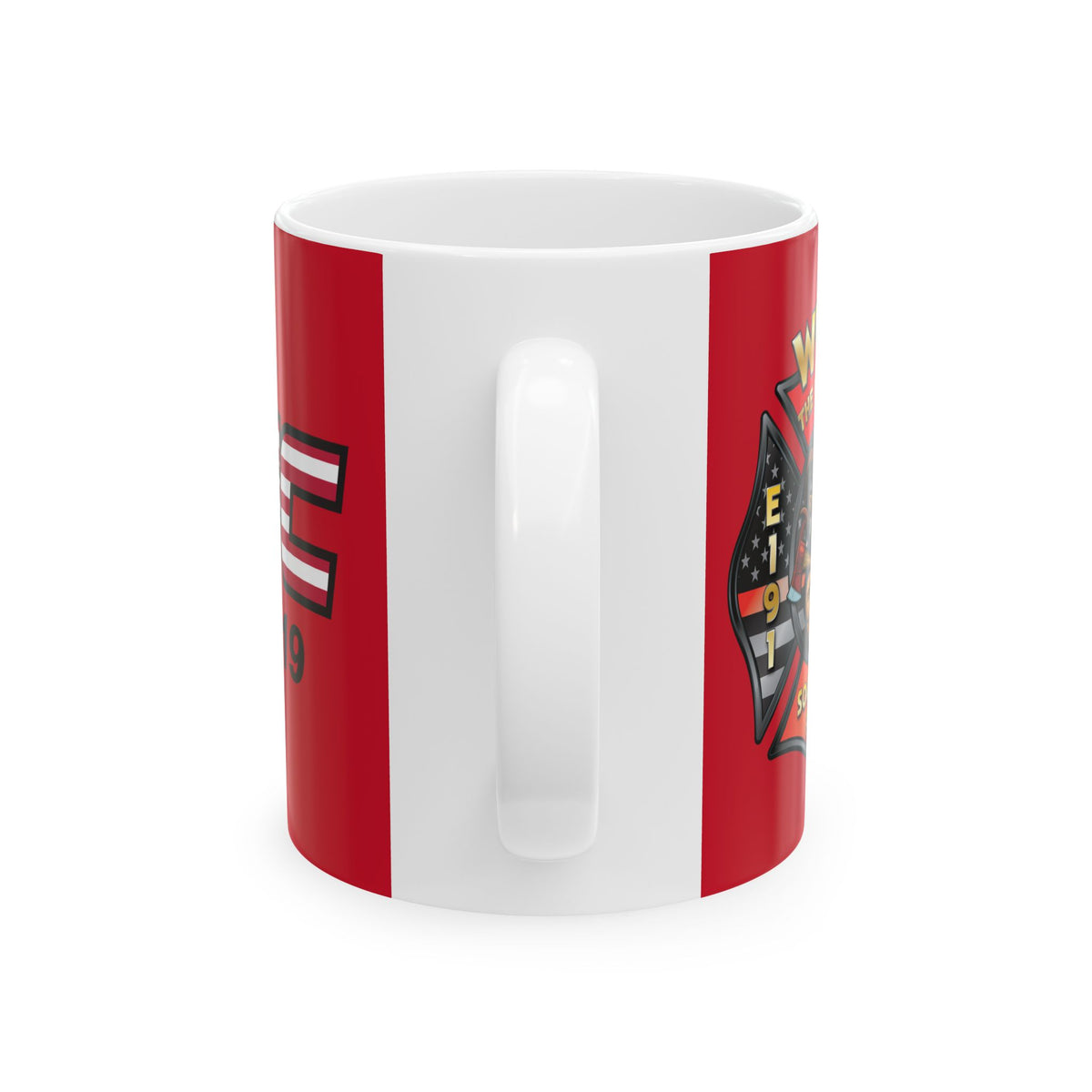 WVFC Goat Logo 1 version 2 US Flag blk - Ceramic Mug, (11oz)