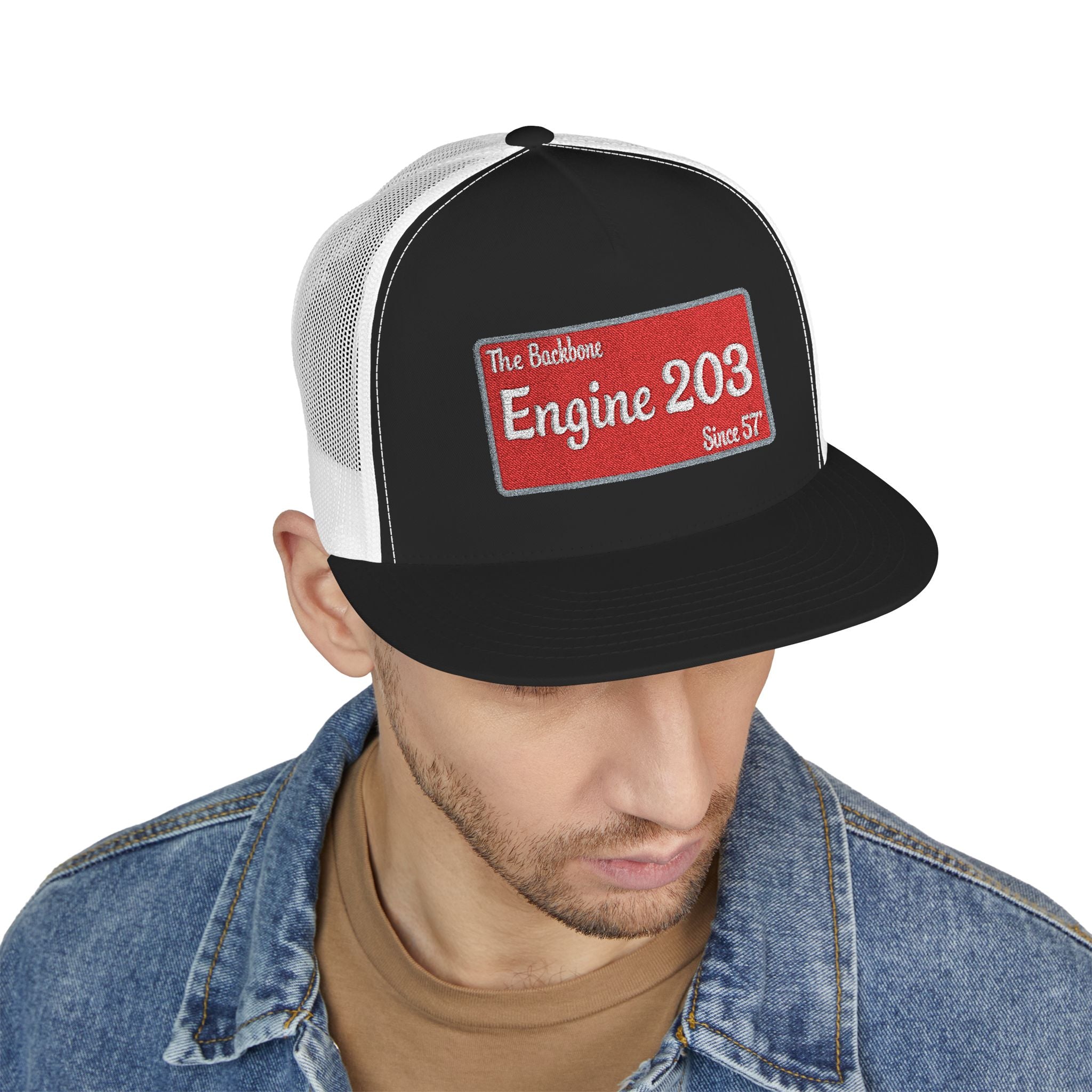 Engine 203 Remount Raiders -5 Panel Trucker Cap (Embroidery)