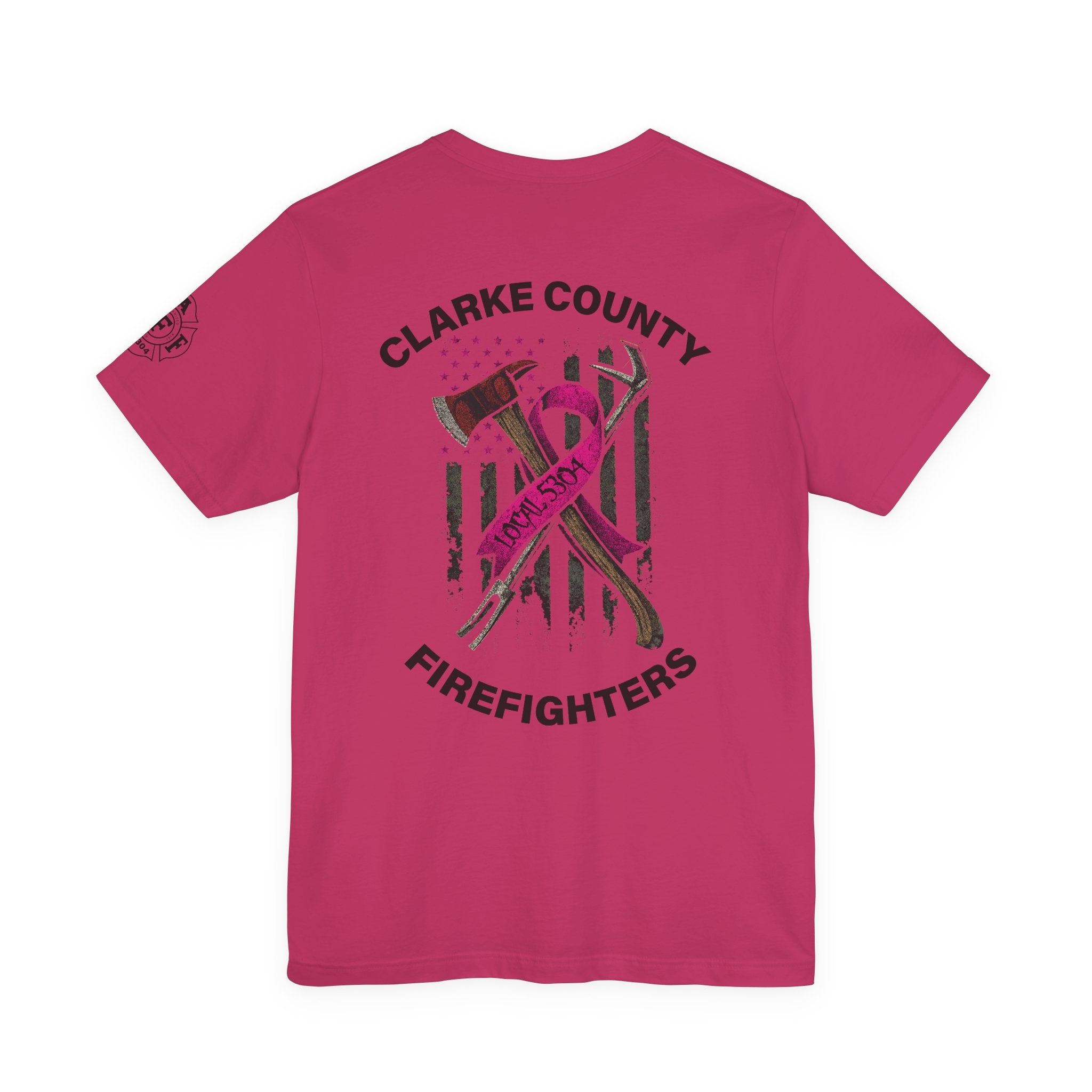 Clarke County Patch Fire Breast Cancer (Portion of Proceeds go to Local 5304) - Bella+Canvas Soft Jersey Cotton Unisex Tee