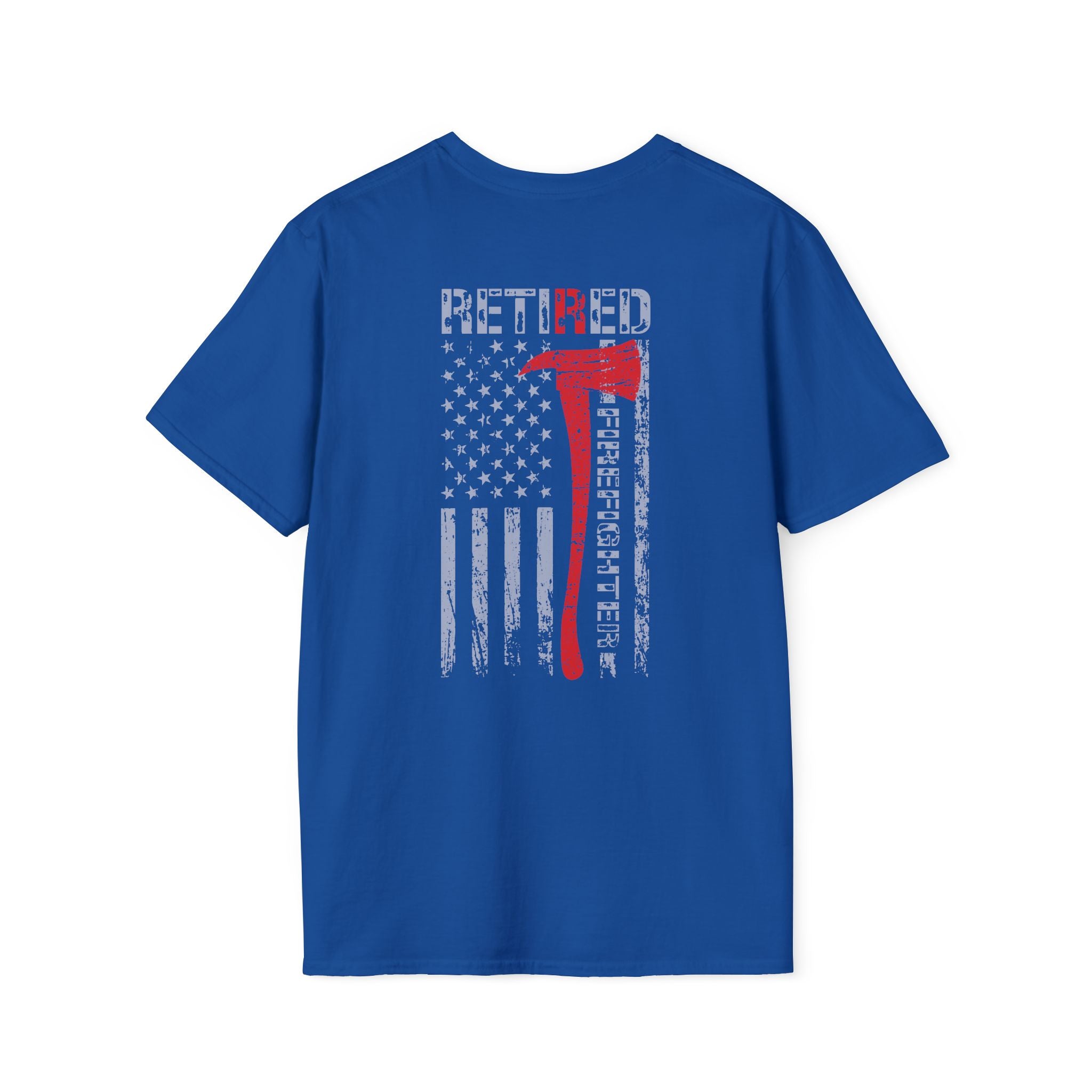 Retired Firefighter US Flag - Unisex Softstyle T-Shirt