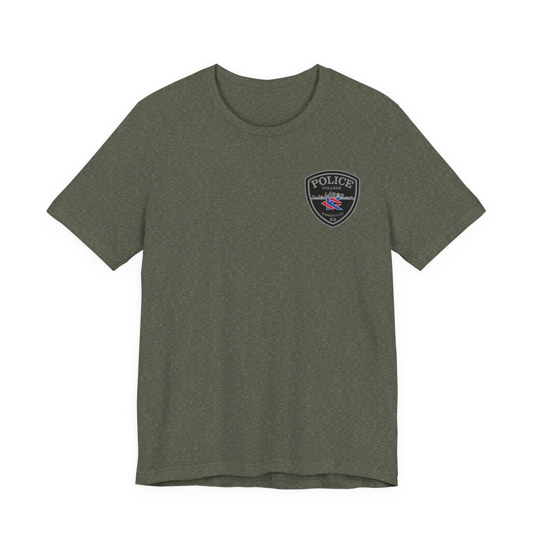 KCKCC Police Patch Black & White NoBack- Unisex Jersey Short Sleeve Tee