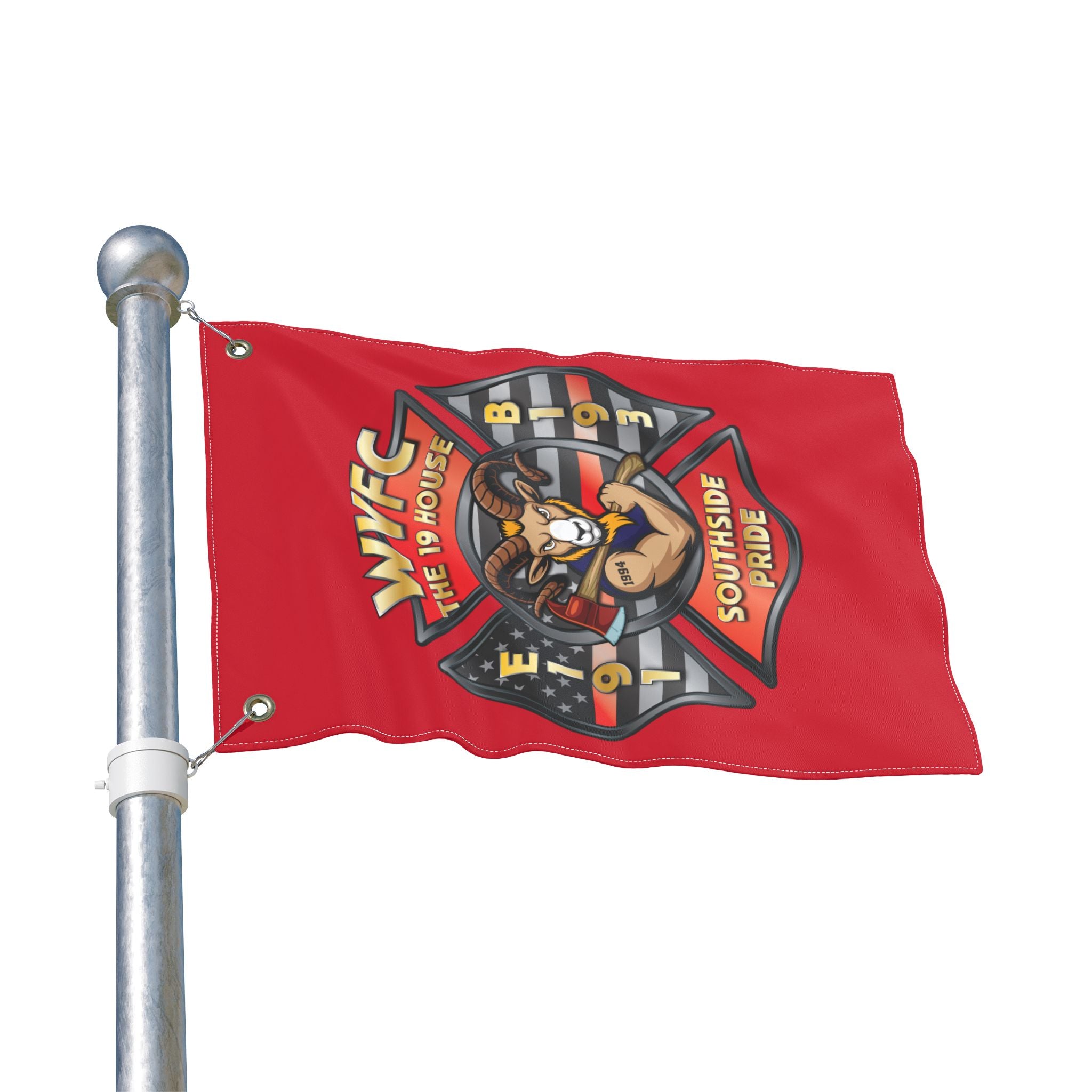 WVFC Goat Vertical - Red Double Sided Flag