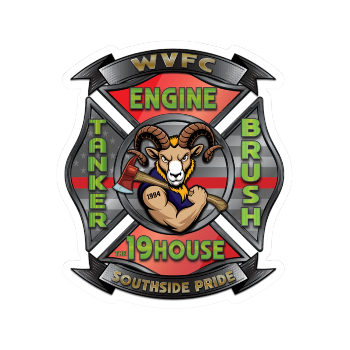 WVFC Goat Logo 2 - Kiss-Cut Stickers