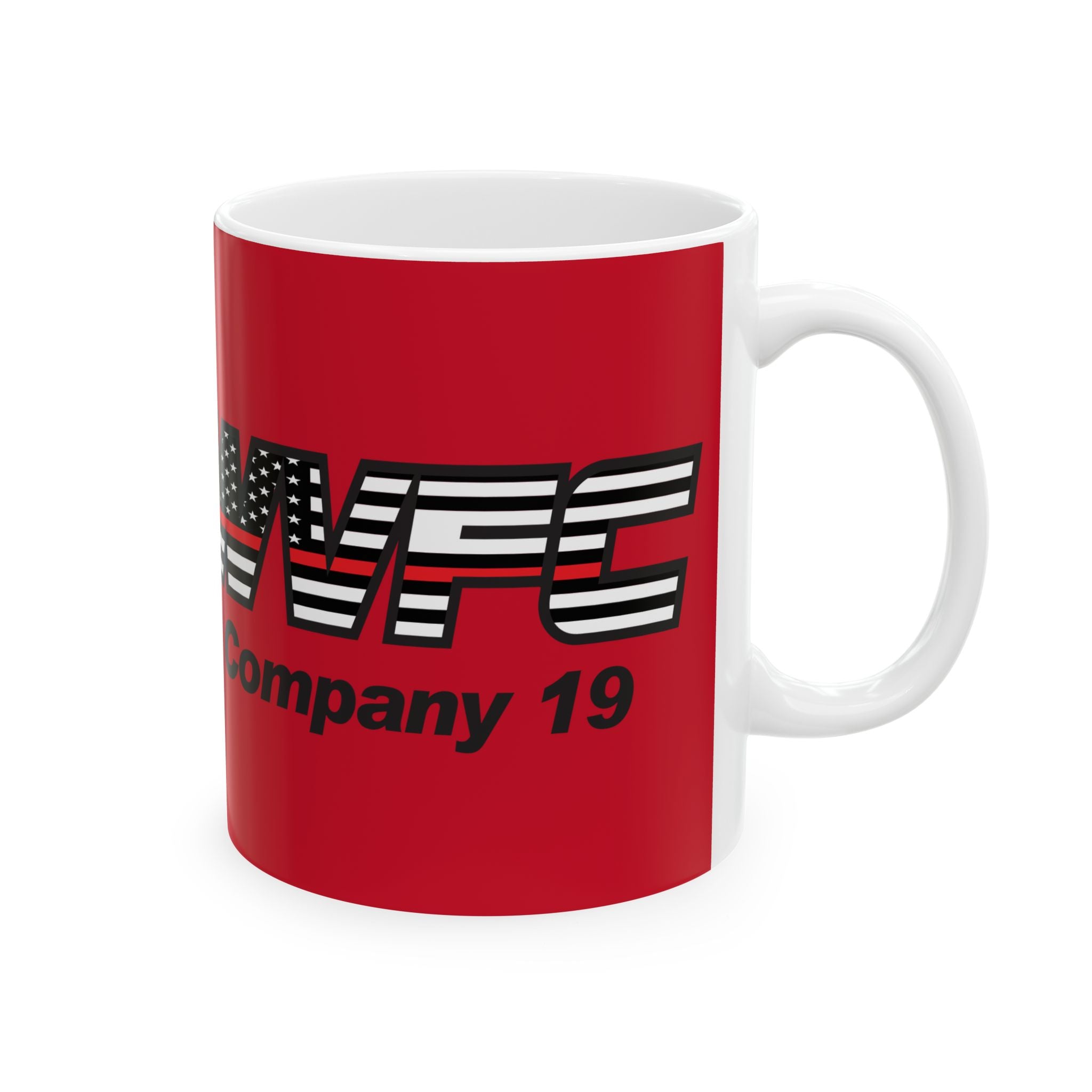 WVFC Goat Logo 1 version 3 Red Line Flag blk - Ceramic Mug, (11oz)