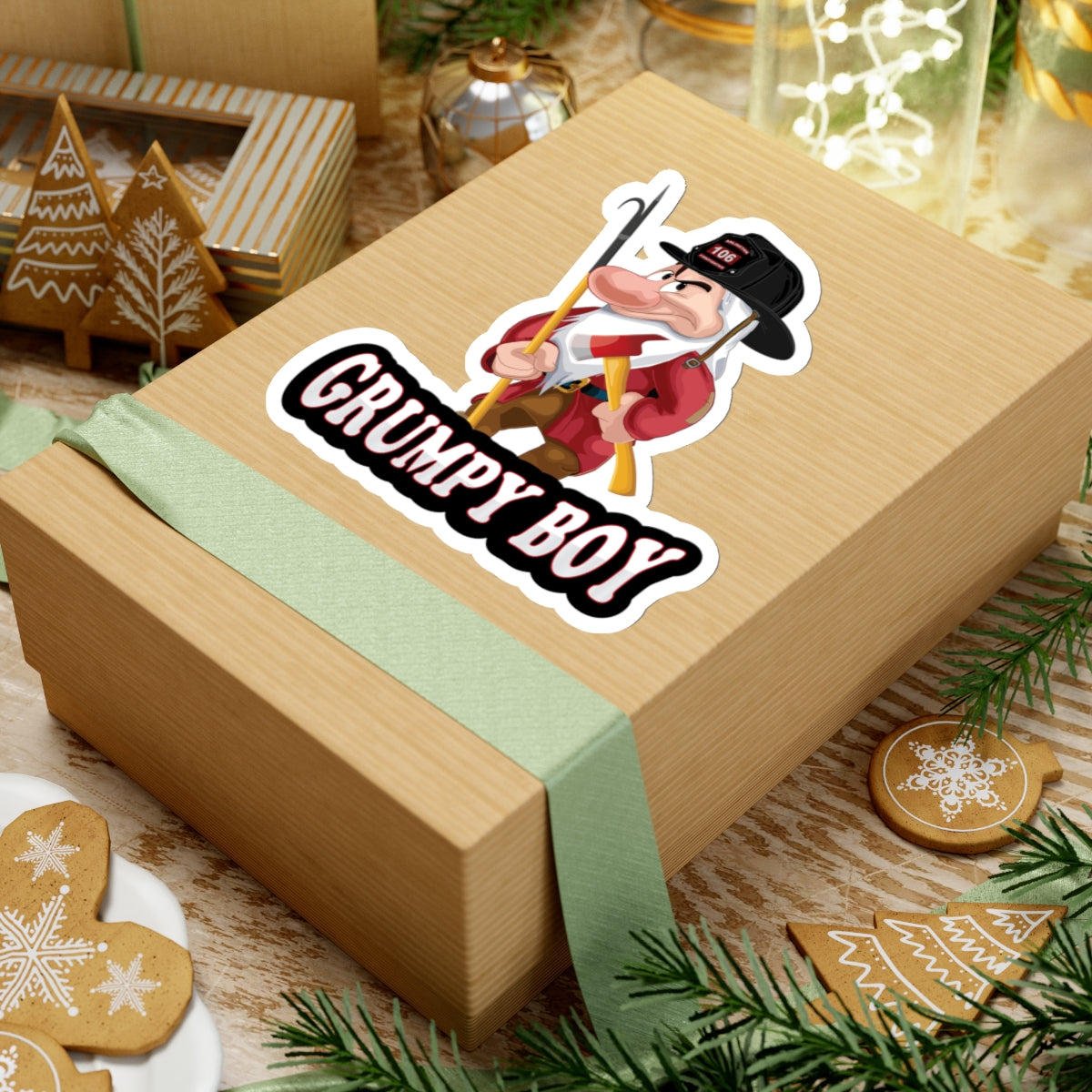 Grumpy Boy Firefighter Kiss-Cut Stickers