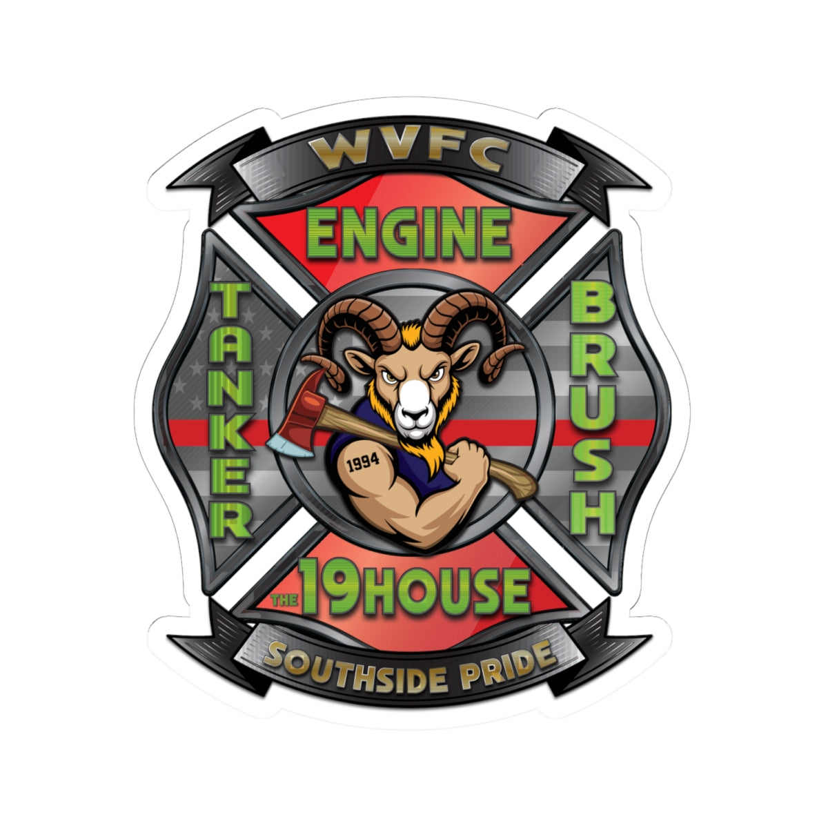 WVFC Goat Logo 2 - Kiss-Cut Stickers