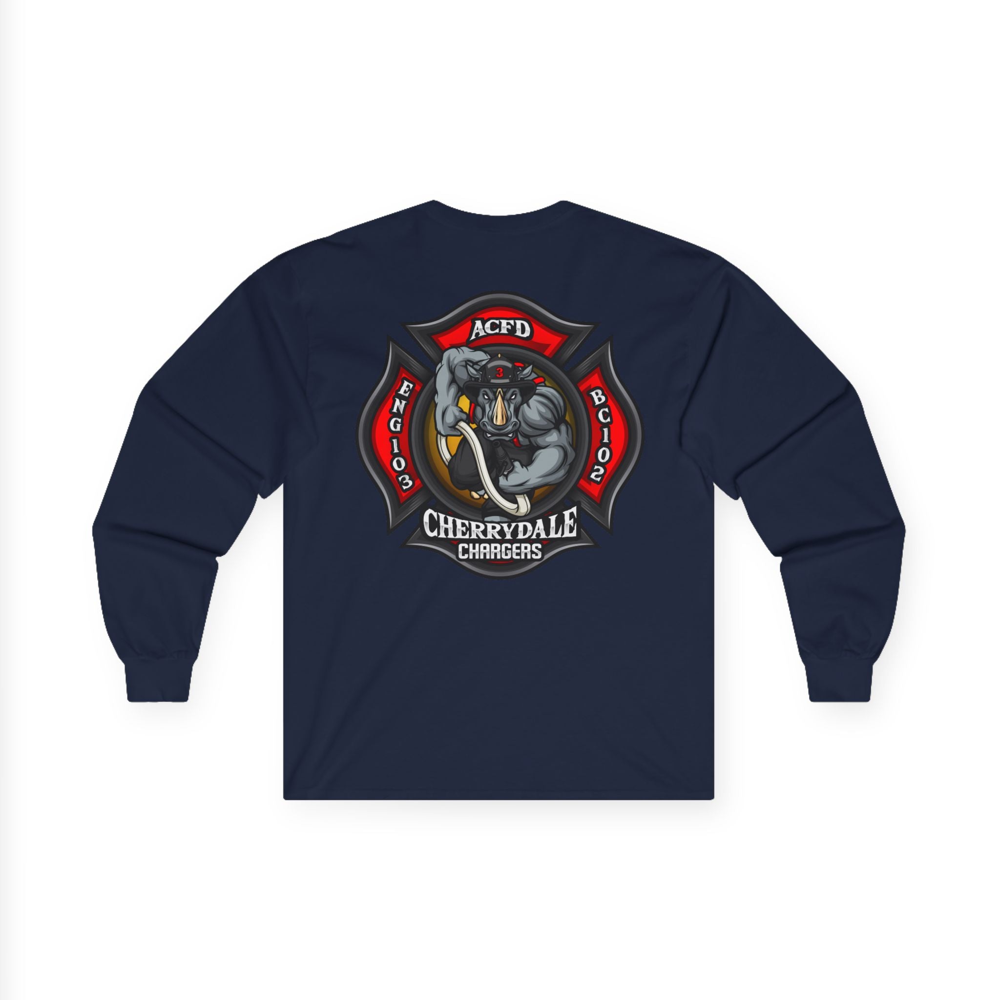 Arlington Station 3 Rhino front/back - Unisex Ultra Cotton Gildan Long Sleeve Tee