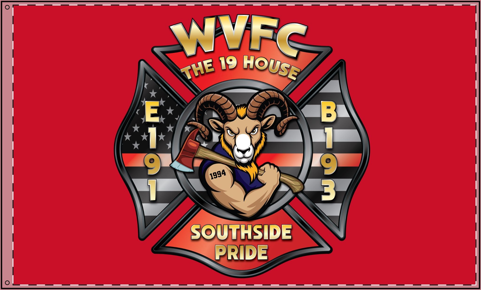 WVFC Goat - Red Double Sided Flag