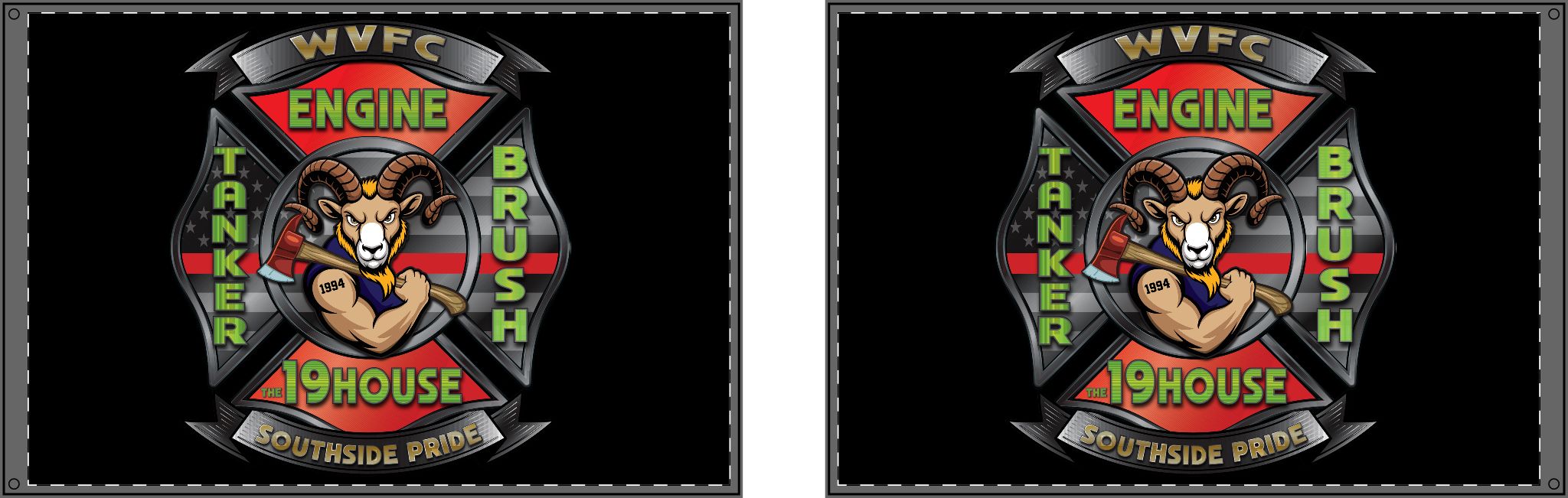 WVFC Goat Logo 2 - Black Double Sided Flag