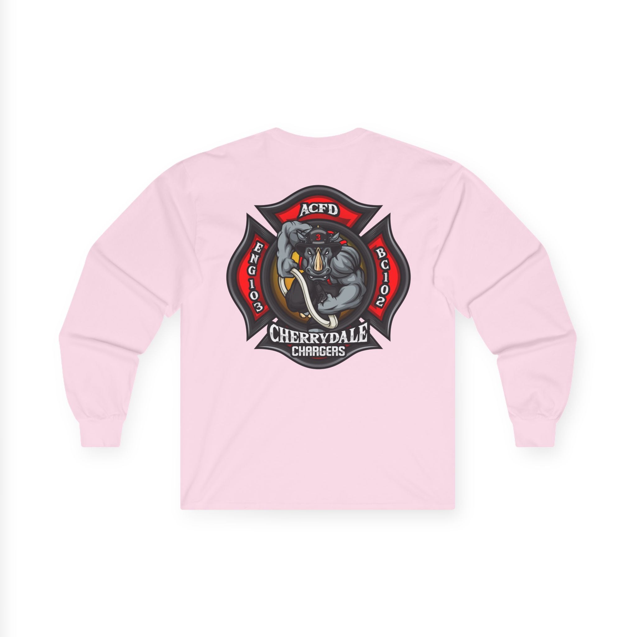 Arlington Station 3 front / Rhino back - Unisex Ultra Cotton Gildan Long Sleeve Tee