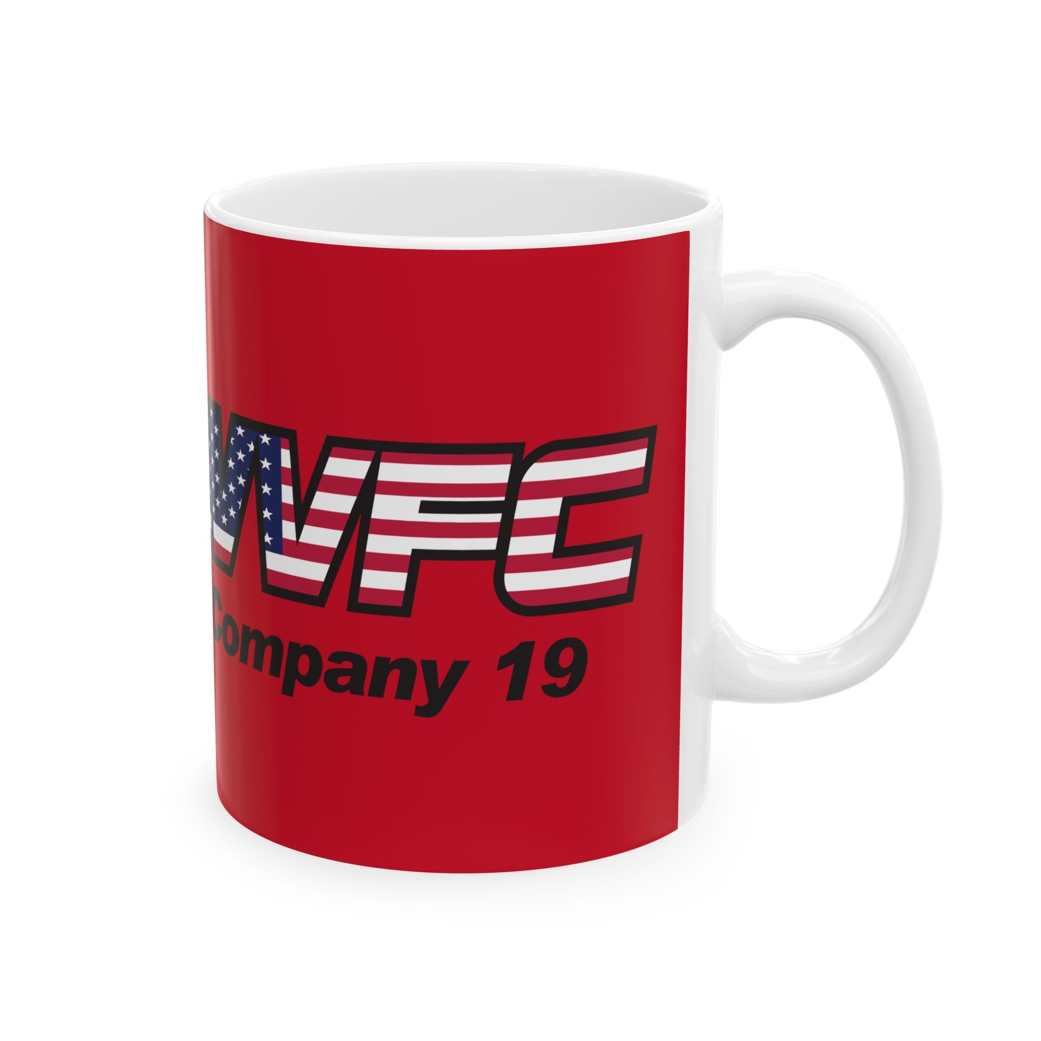 WVFC Goat Logo 1 version 2 US Flag blk - Ceramic Mug, (11oz)