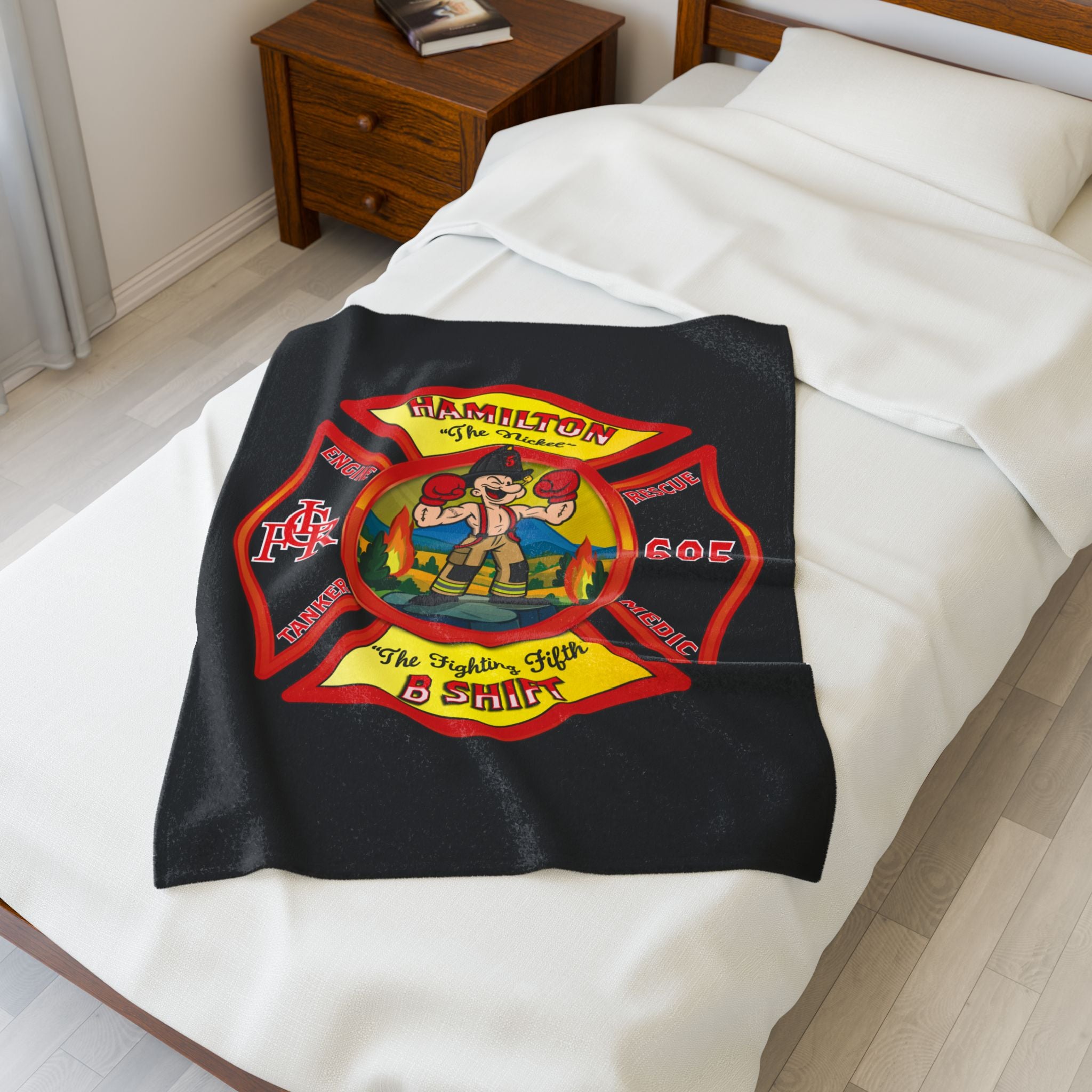 LCFR Hamilton Station 5 - Black Velveteen Plush Blanket
