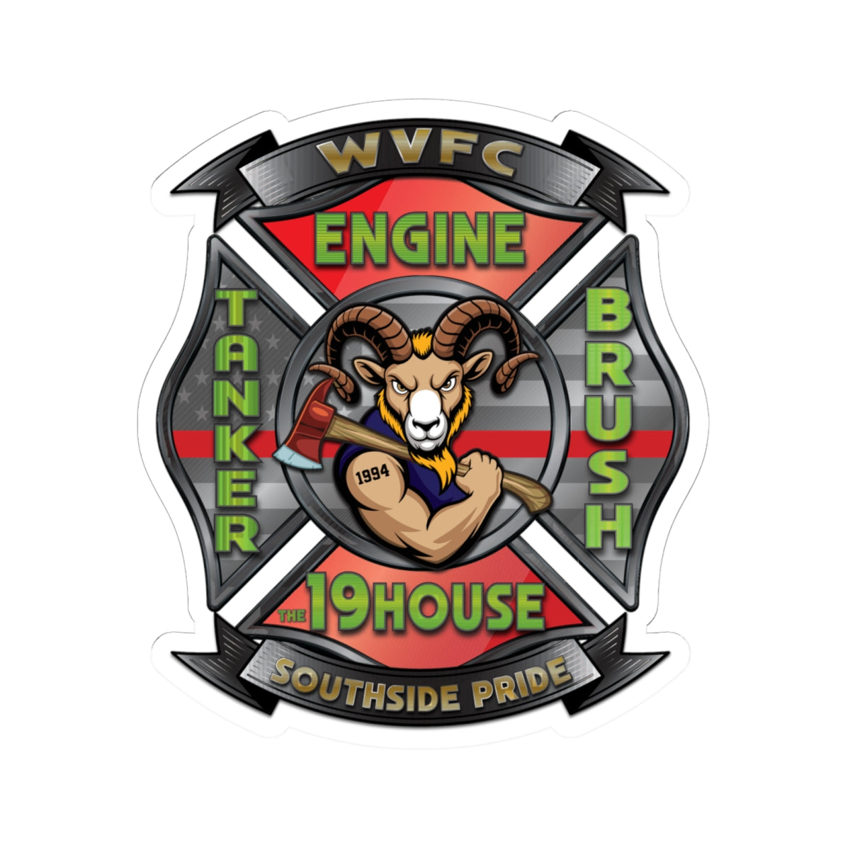 WVFC Goat Logo 2 - Kiss-Cut Stickers