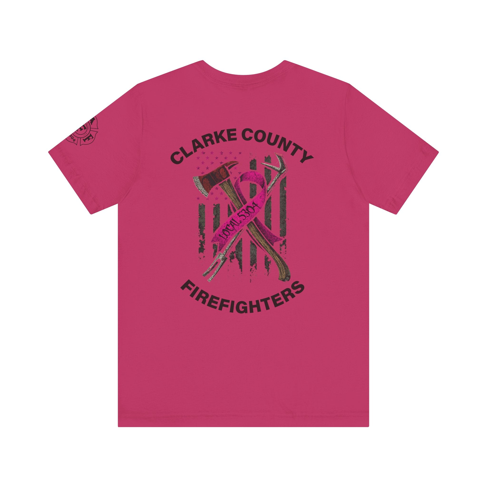 Clarke County Patch Fire Breast Cancer (Portion of Proceeds go to Local 5304) - Bella+Canvas Soft Jersey Cotton Unisex Tee