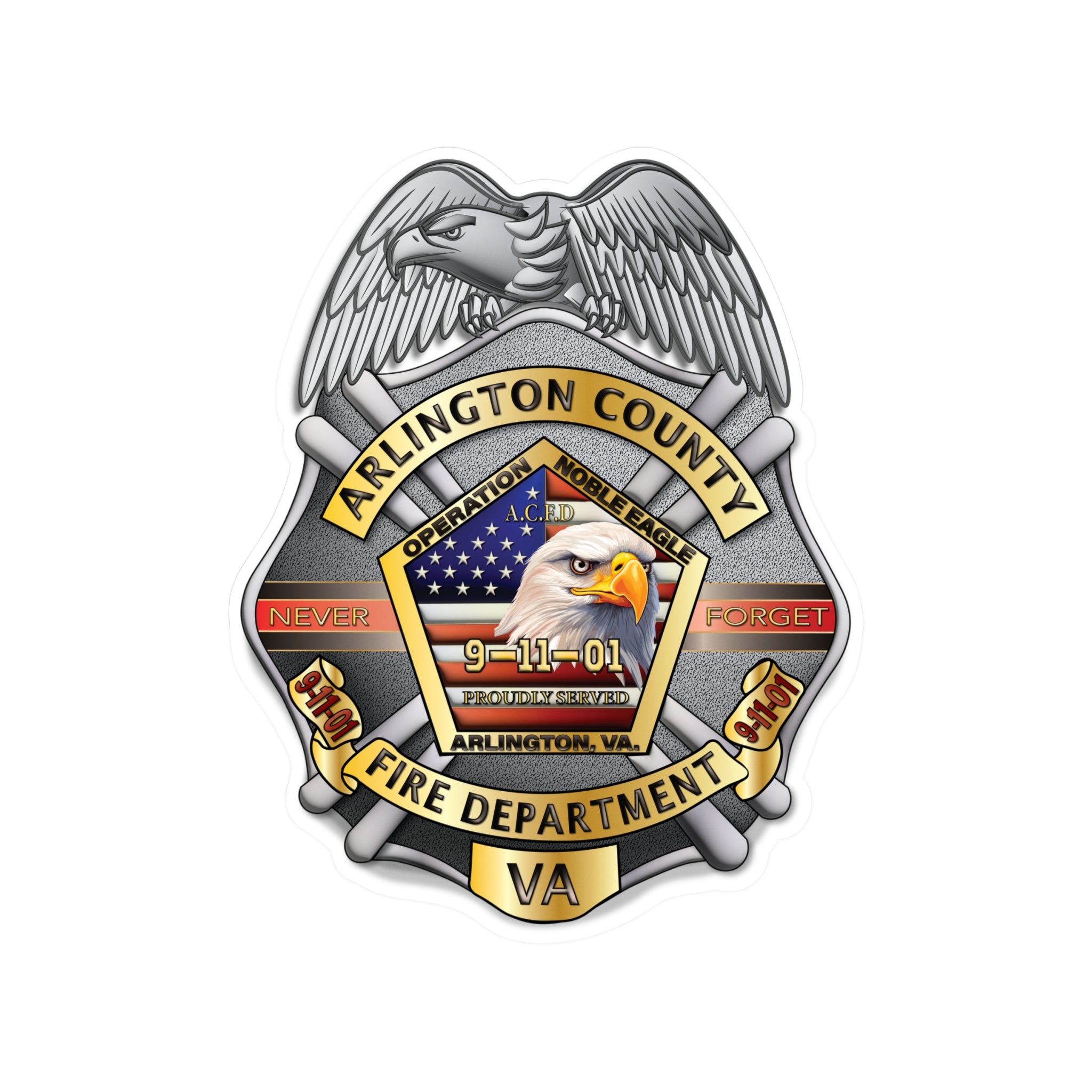 Kiss-Cut Vinyl Decals - Arlington 9/11 Badge