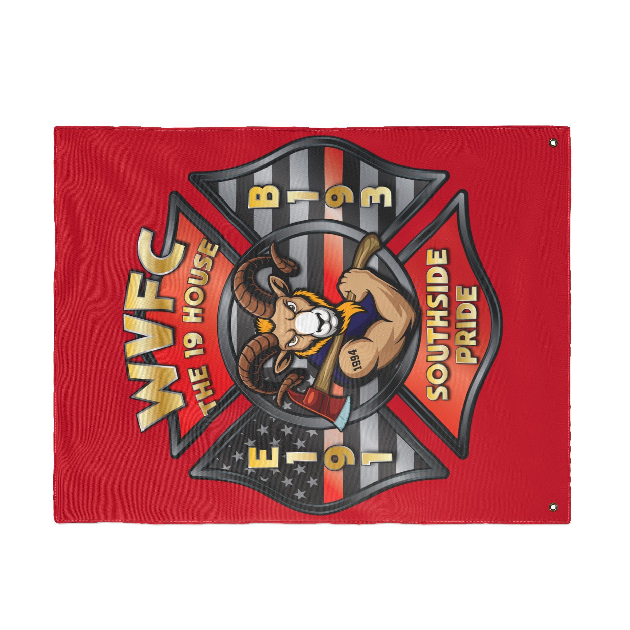 WVFC Goat Vertical - Red Double Sided Flag