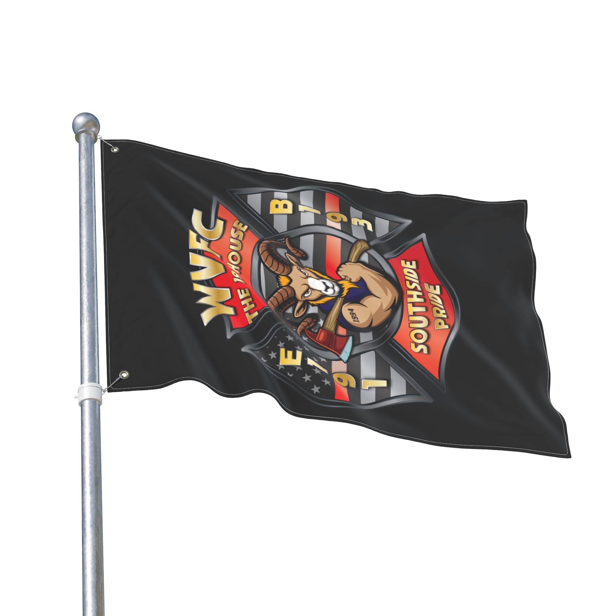 WVFC Goat Vertical - Black Double Sided Flag