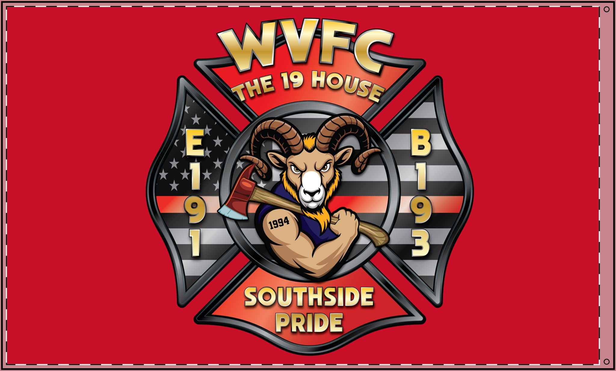 WVFC Goat - Red Double Sided Flag