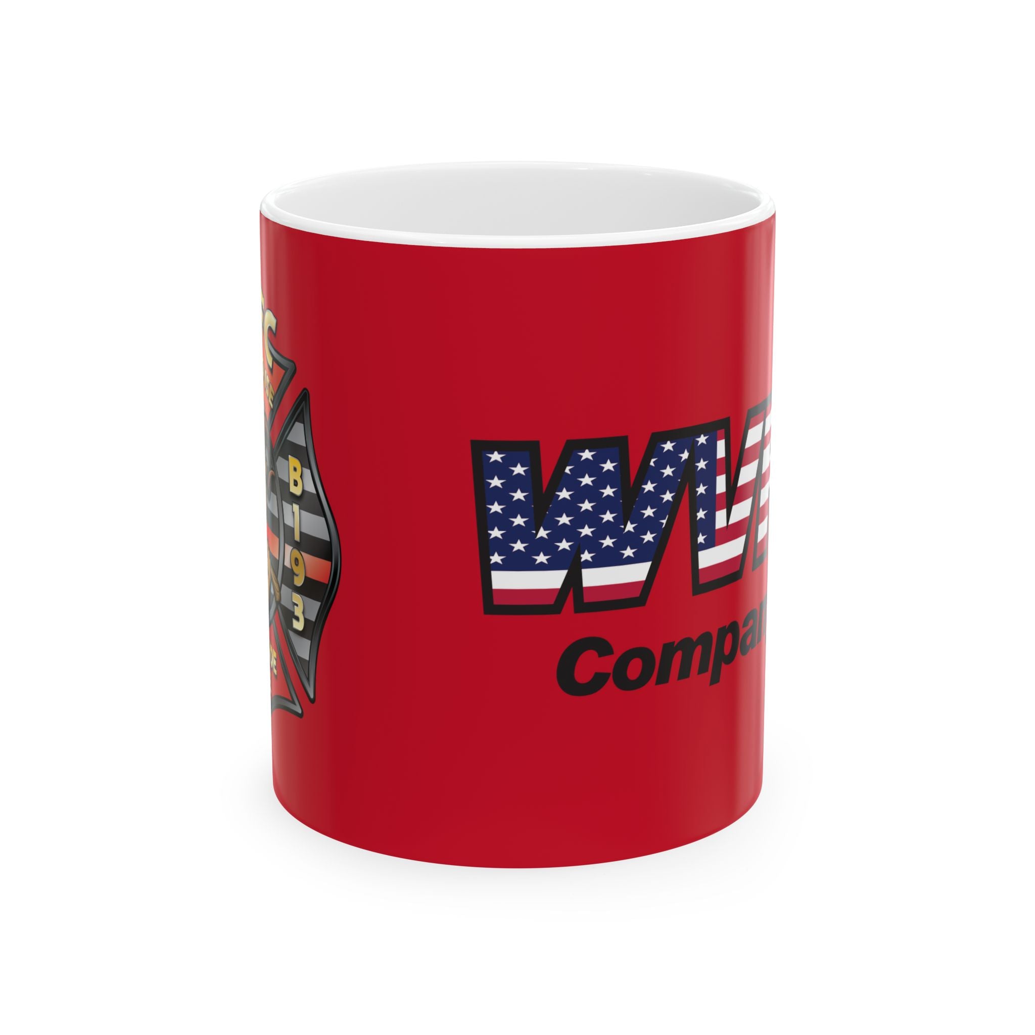 WVFC Goat Logo 1 version 2 US Flag blk - Ceramic Mug, (11oz)