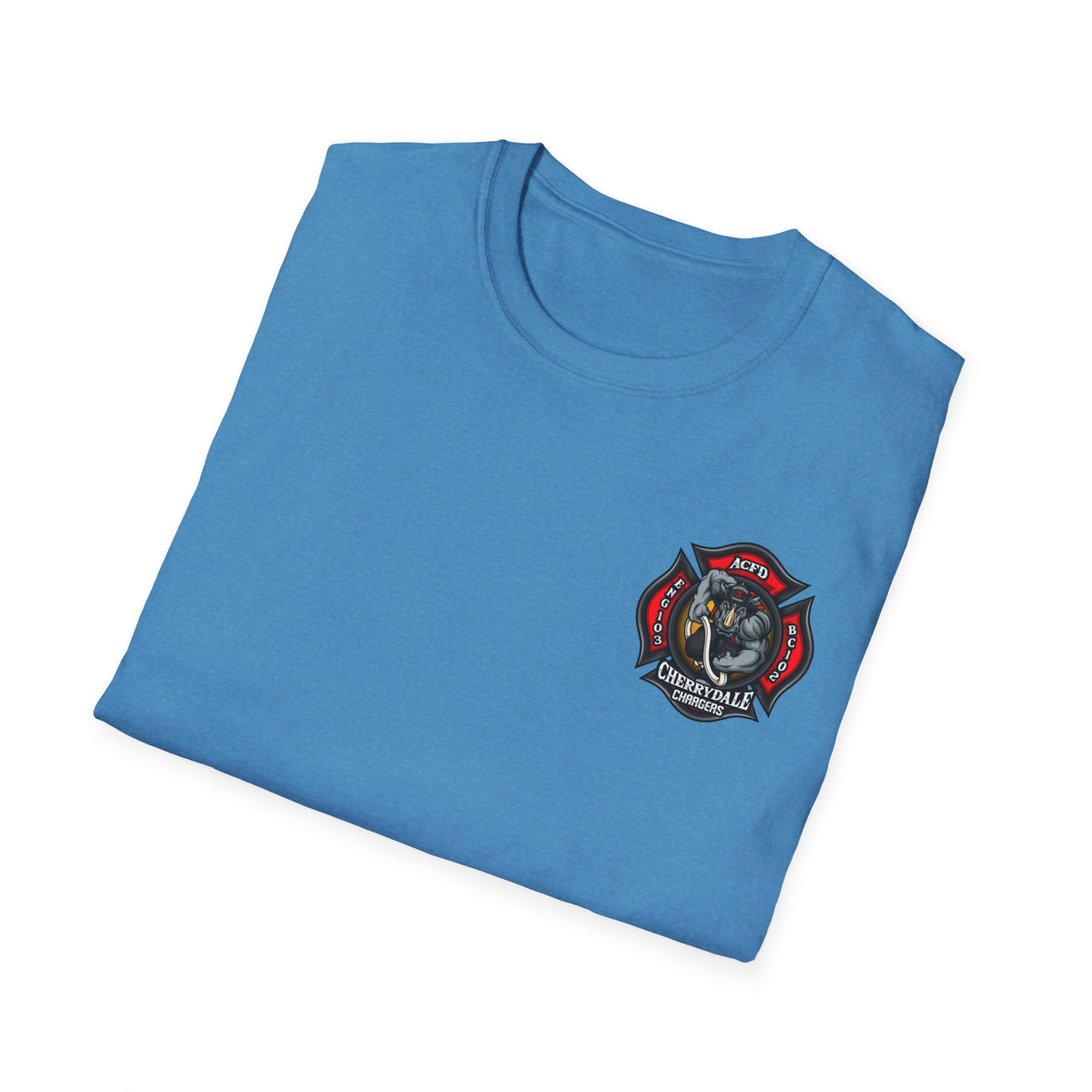 Station 3 Rhino Logo Firefighter Back - Gildan Soft Cotton Softstyle T-Shirt