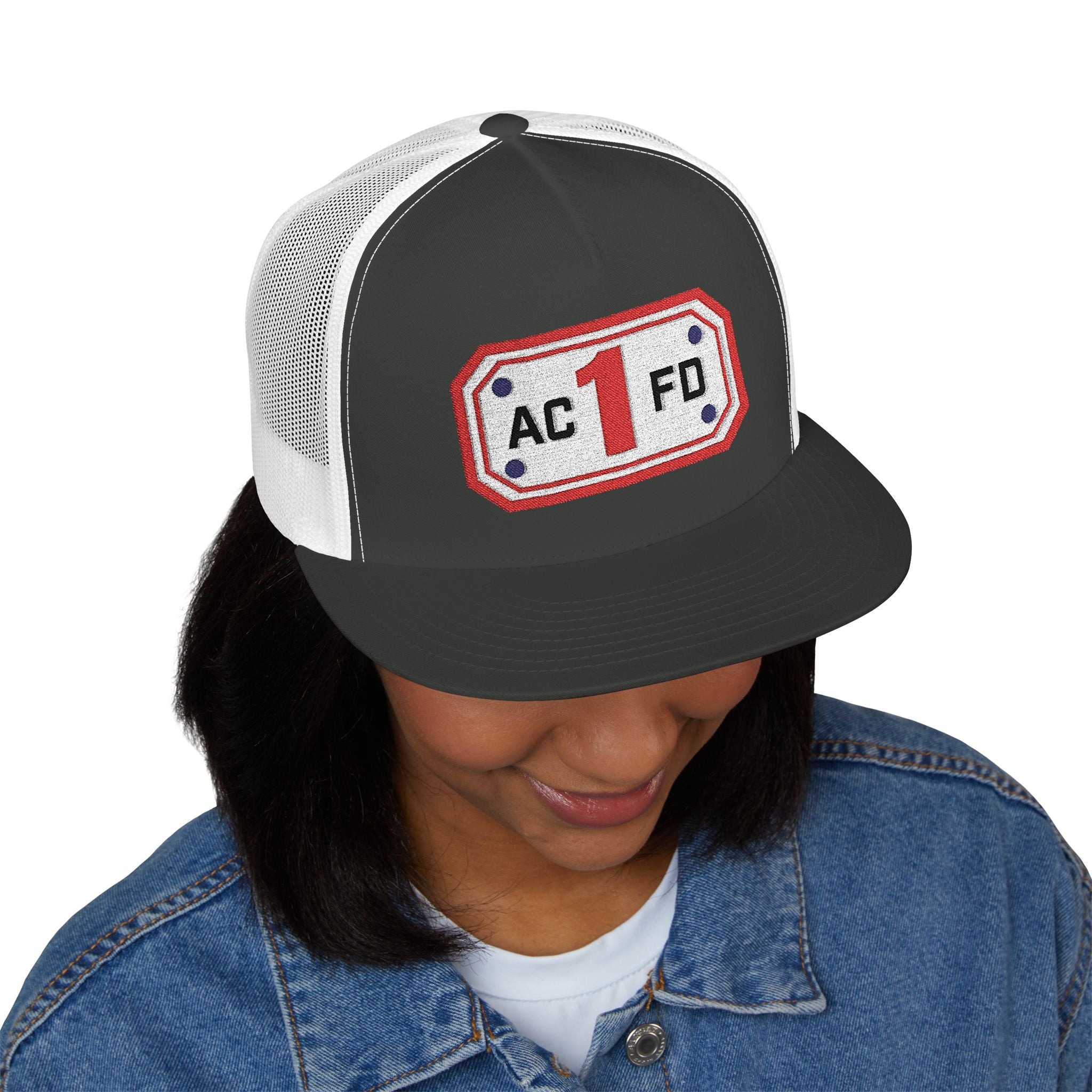 Arlington Engine 1 (requested different style hat) - 5 Panel Trucker Cap (Embroidery)