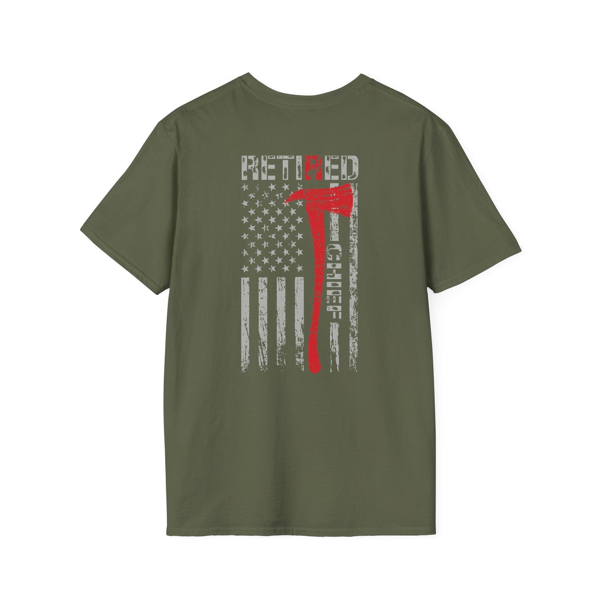Retired Chief US Flag - Unisex Softstyle T-Shirt