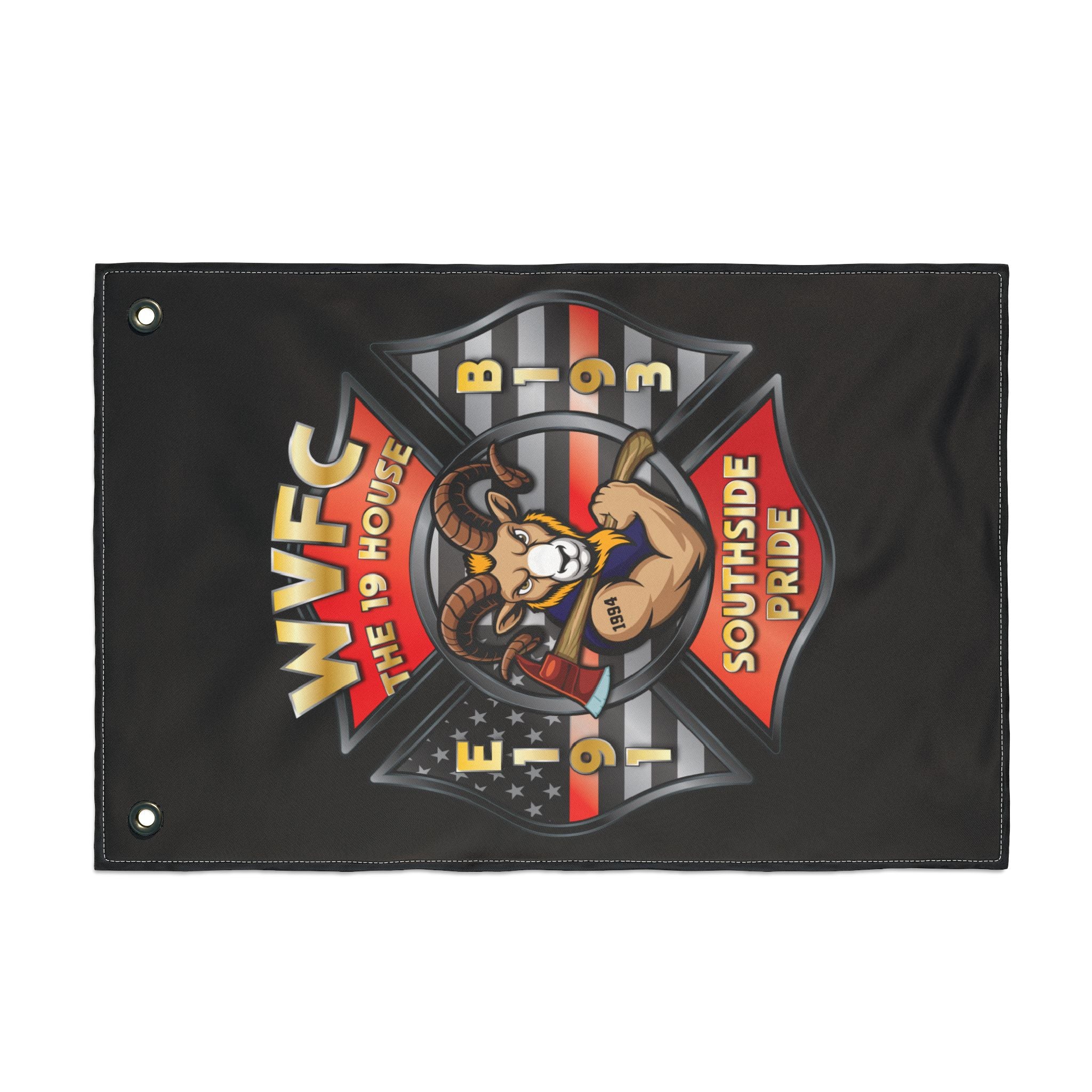 WVFC Goat Vertical - Black Double Sided Flag