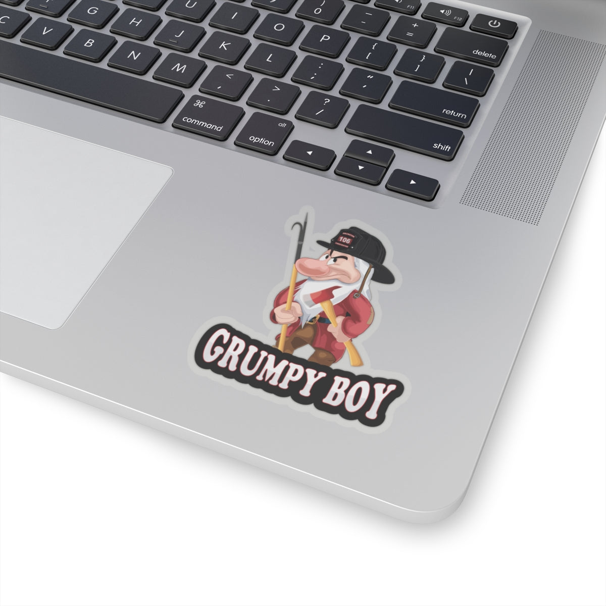 Grumpy Boy Firefighter Kiss-Cut Stickers