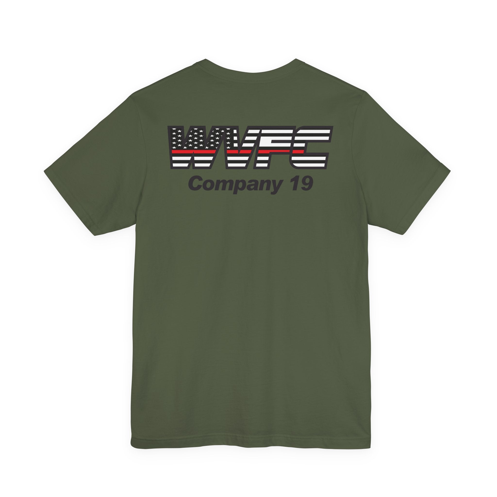 WVFC FD logo black Redline flag back - Unisex Jersey Short Sleeve Tee