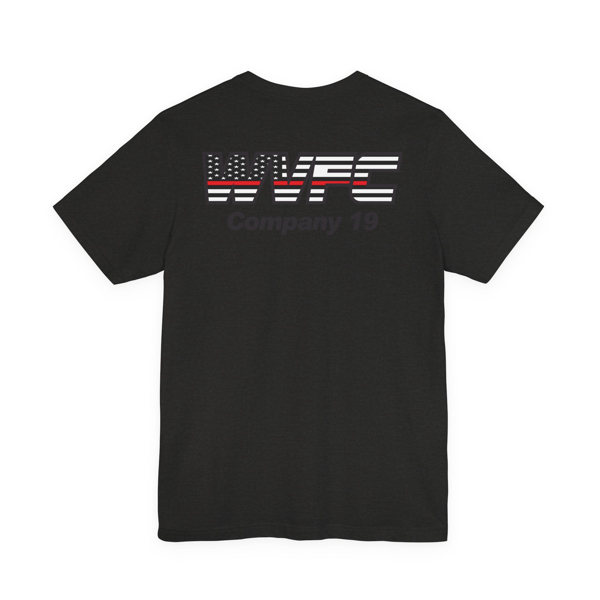 WVFC FD logo black Redline flag back - Unisex Jersey Short Sleeve Tee