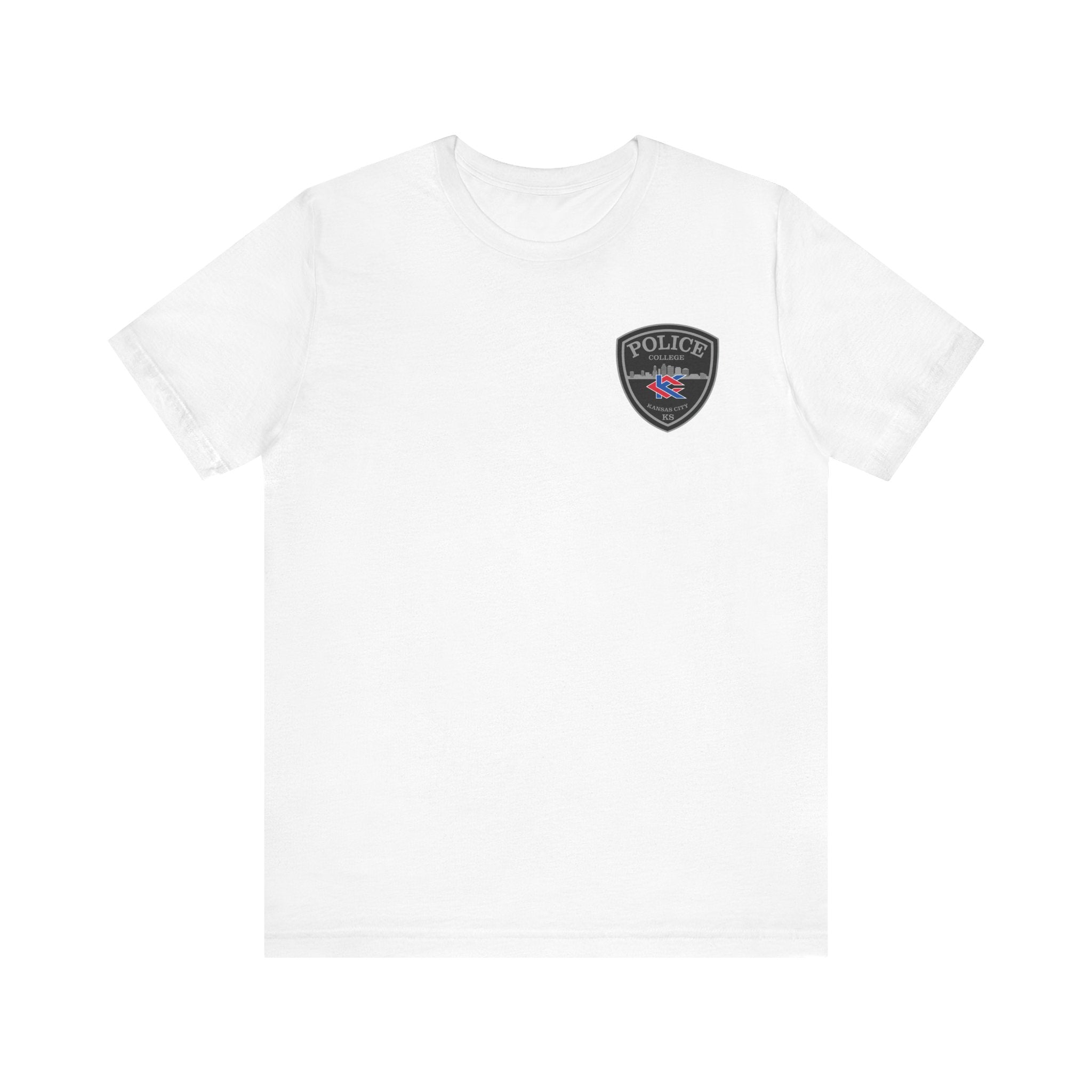 KCKCC Police Patch Black & White Grey Back - Unisex Jersey Short Sleeve Tee