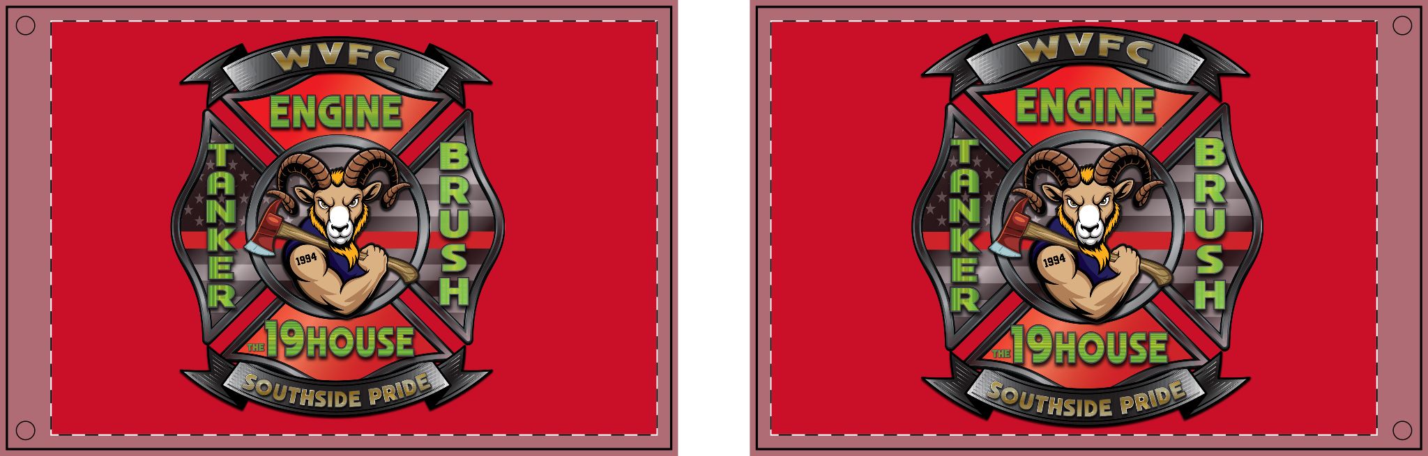 WVFC Goat Logo 2 - Red Double Sided Flag