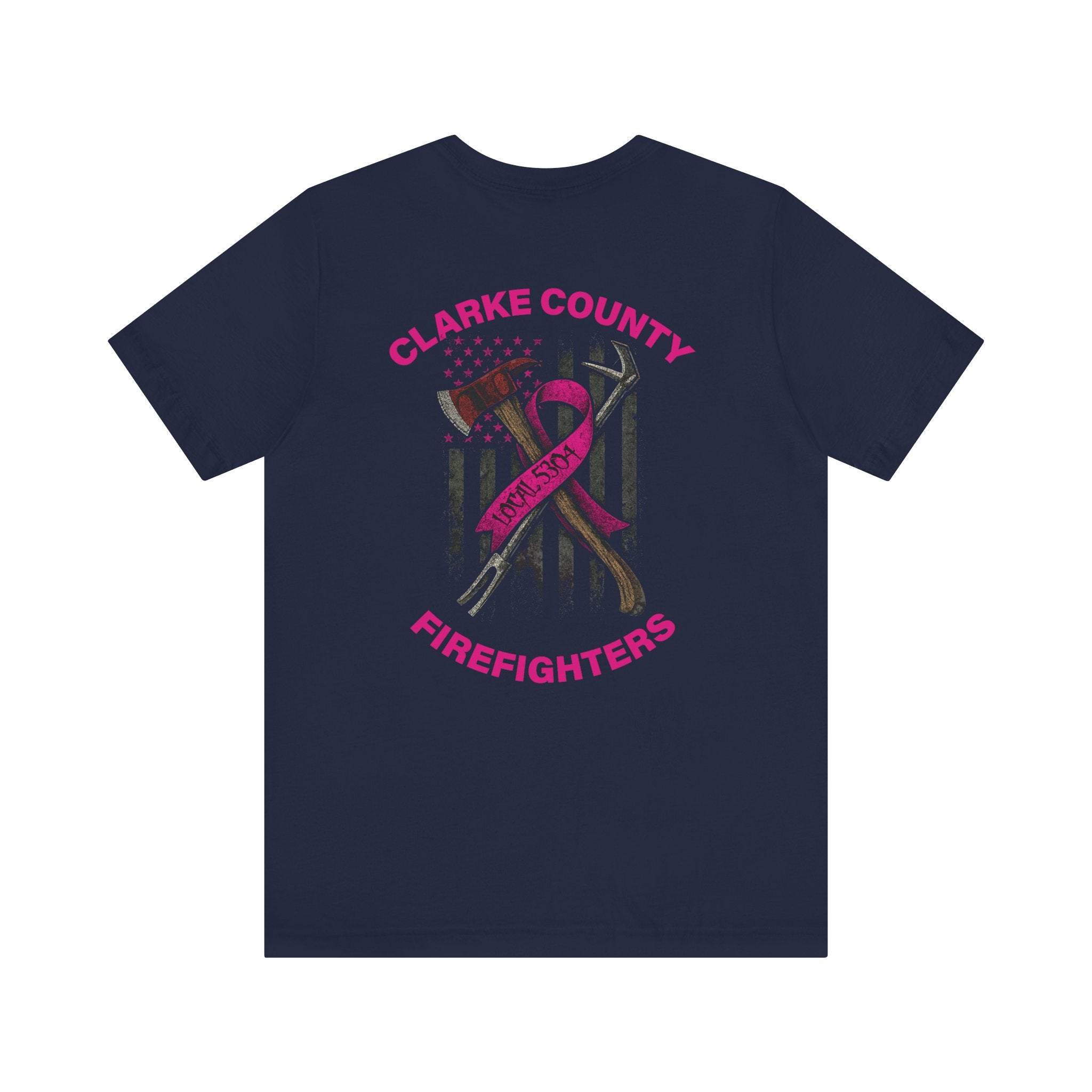 Clarke County Fire Breast Cancer Dark Shirt (Portion of Proceeds go to Local 5304) - Bella+Canvas Soft Jersey Cotton Unisex Tee