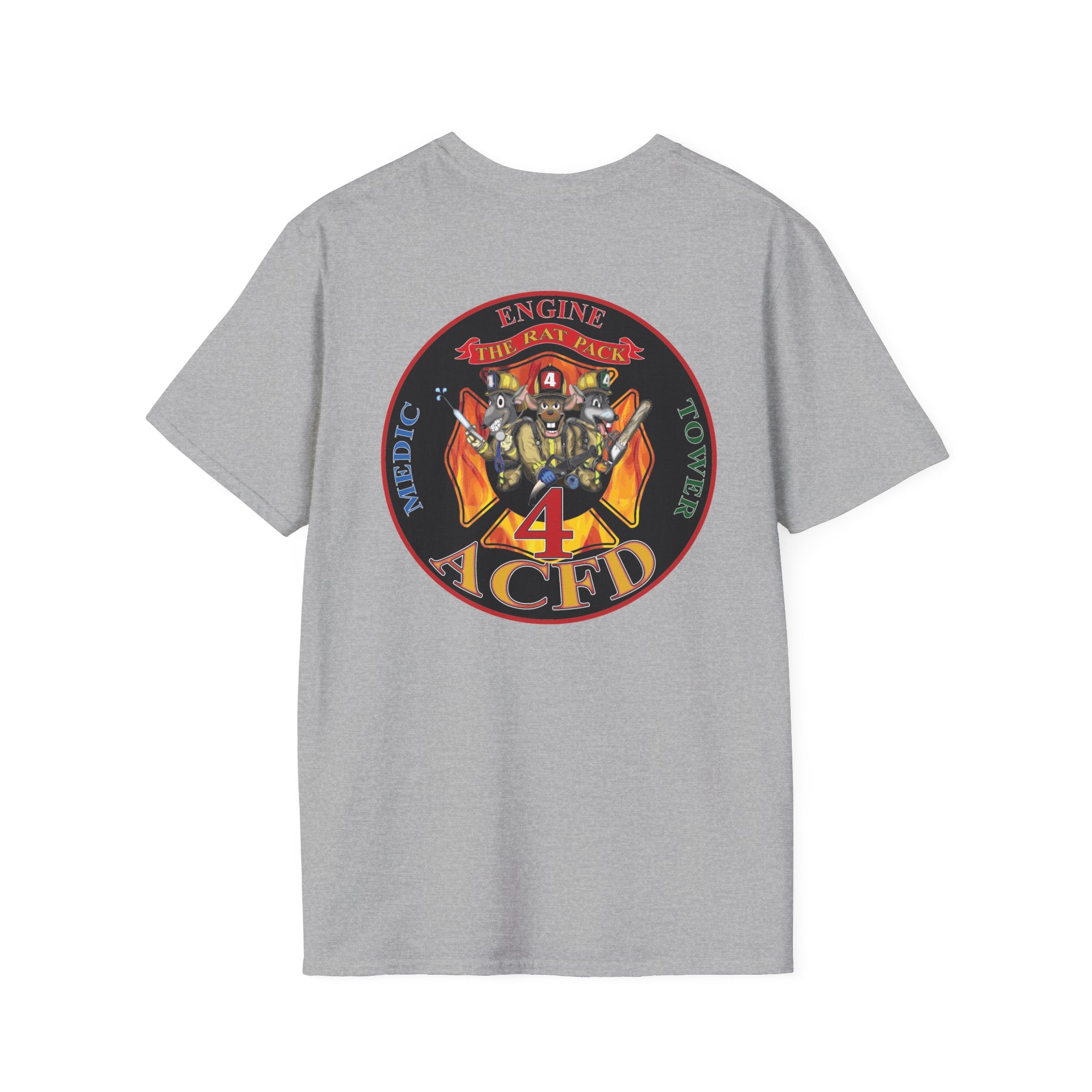 Station 4 acfd clover front/RatPack back - Gildan Soft Cotton Softstyle T-Shirt